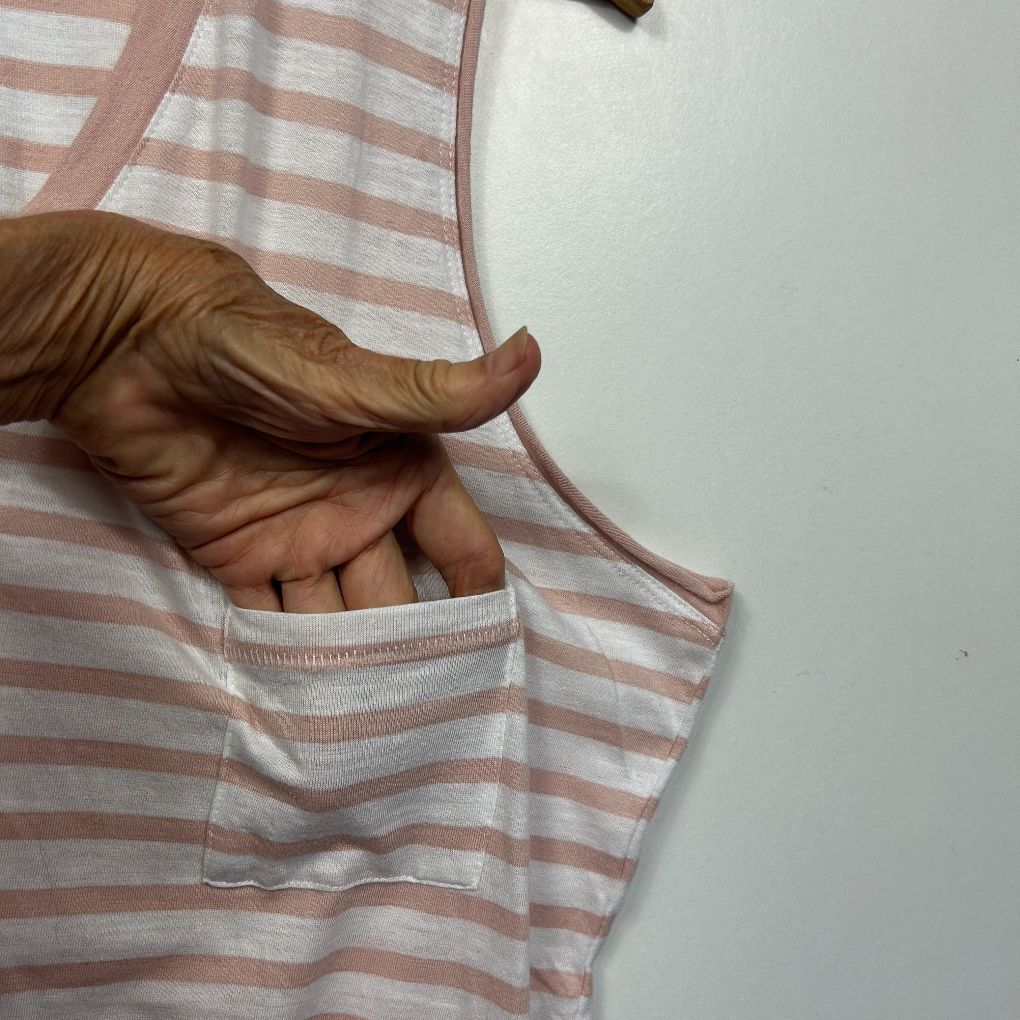 Capture Pink Cotton Stripe Sleeveless Top - Size 18 - Image 6