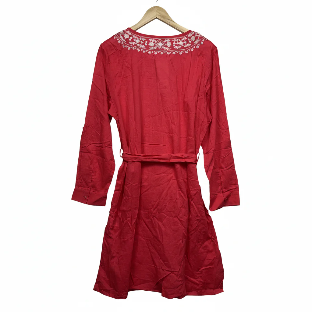 Capture Red Embroidered Shirt Dress - Size XL - Image 2