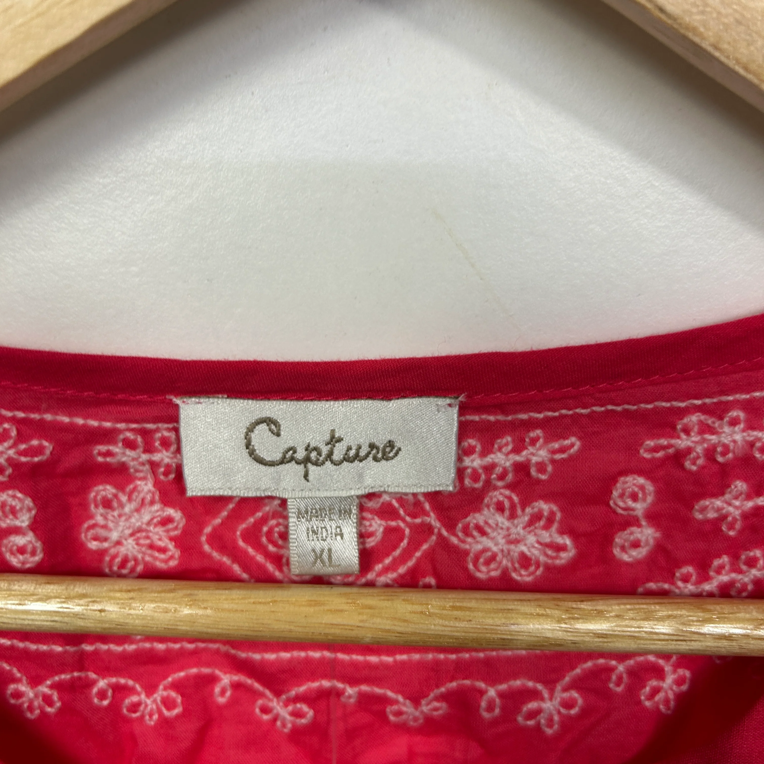 Capture Red Embroidered Shirt Dress - Size XL - Image 3