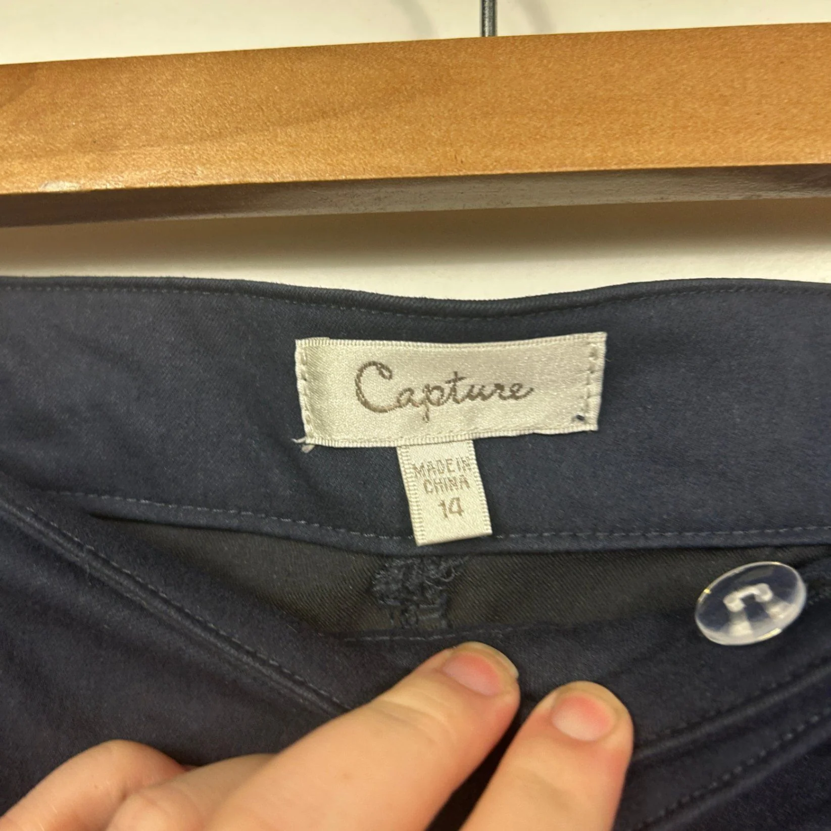 Capture Womens Navy Blue Cropped Chino Trousers Size 14 - Image 3
