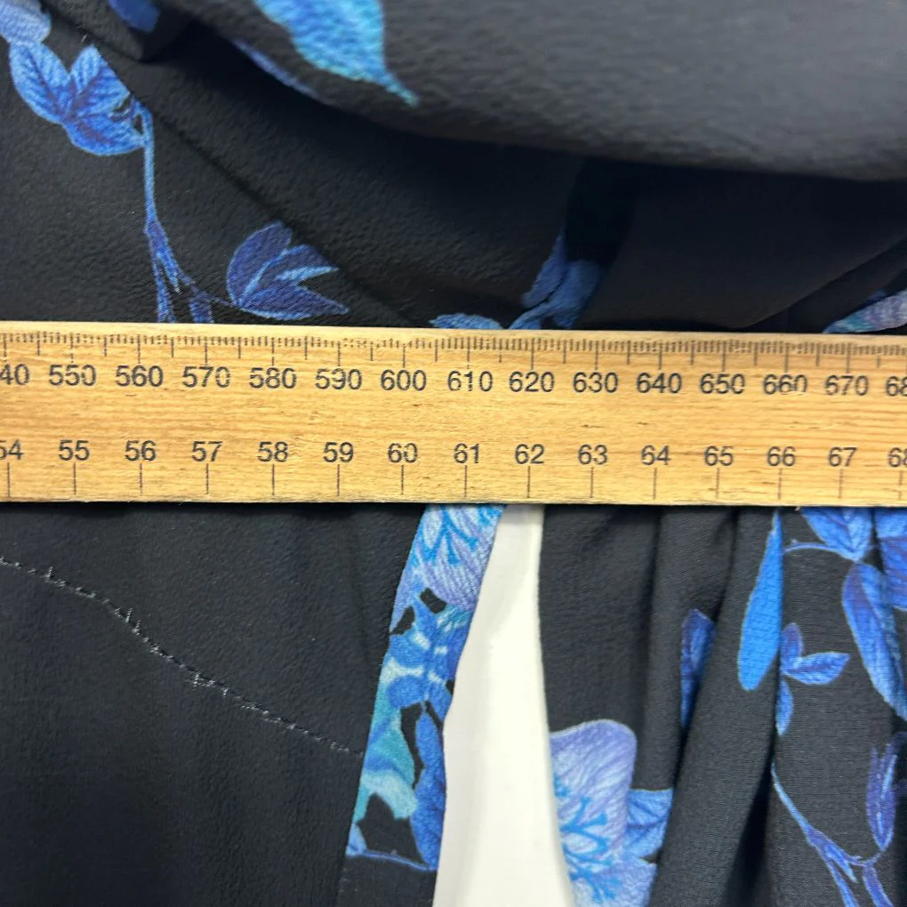 City Chic Black Blue Floral Blouse - Size S/16 - Image 6