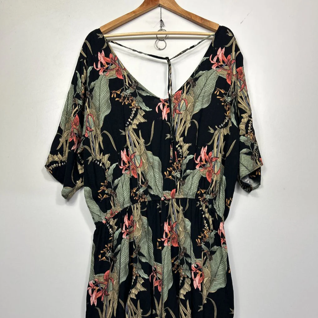 City Chic Black Floral Playsuit - Size 20/L - Image 5