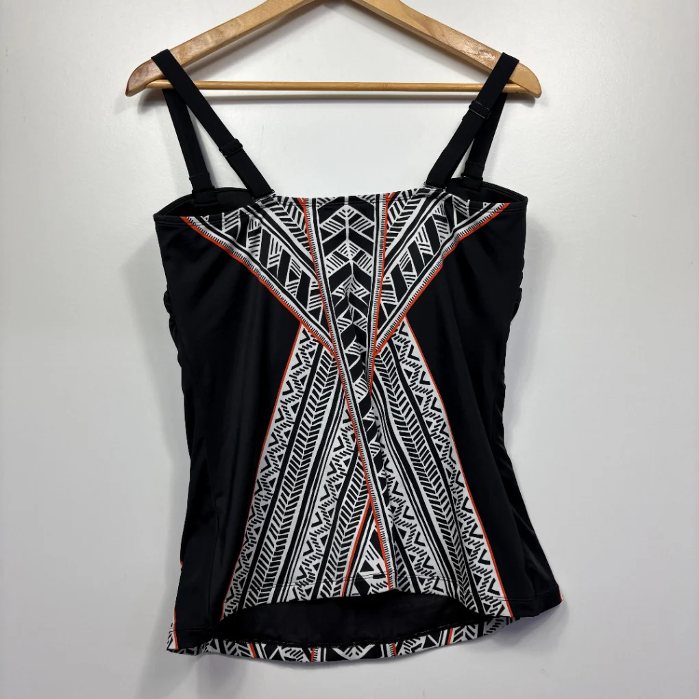 City Chic Black Tribal Print Tankini Swim Top - Size S/16 - Image 2