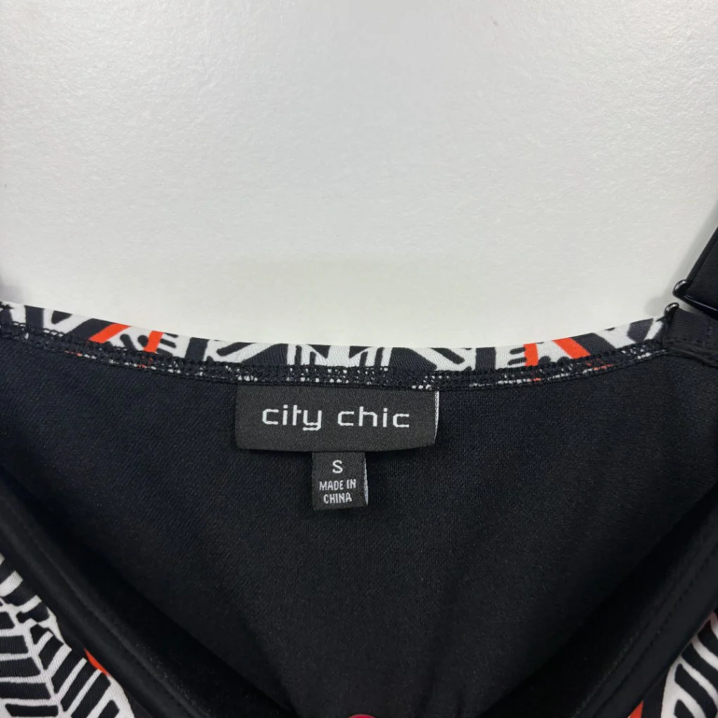 City Chic Black Tribal Print Tankini Swim Top - Size S/16 - Image 3
