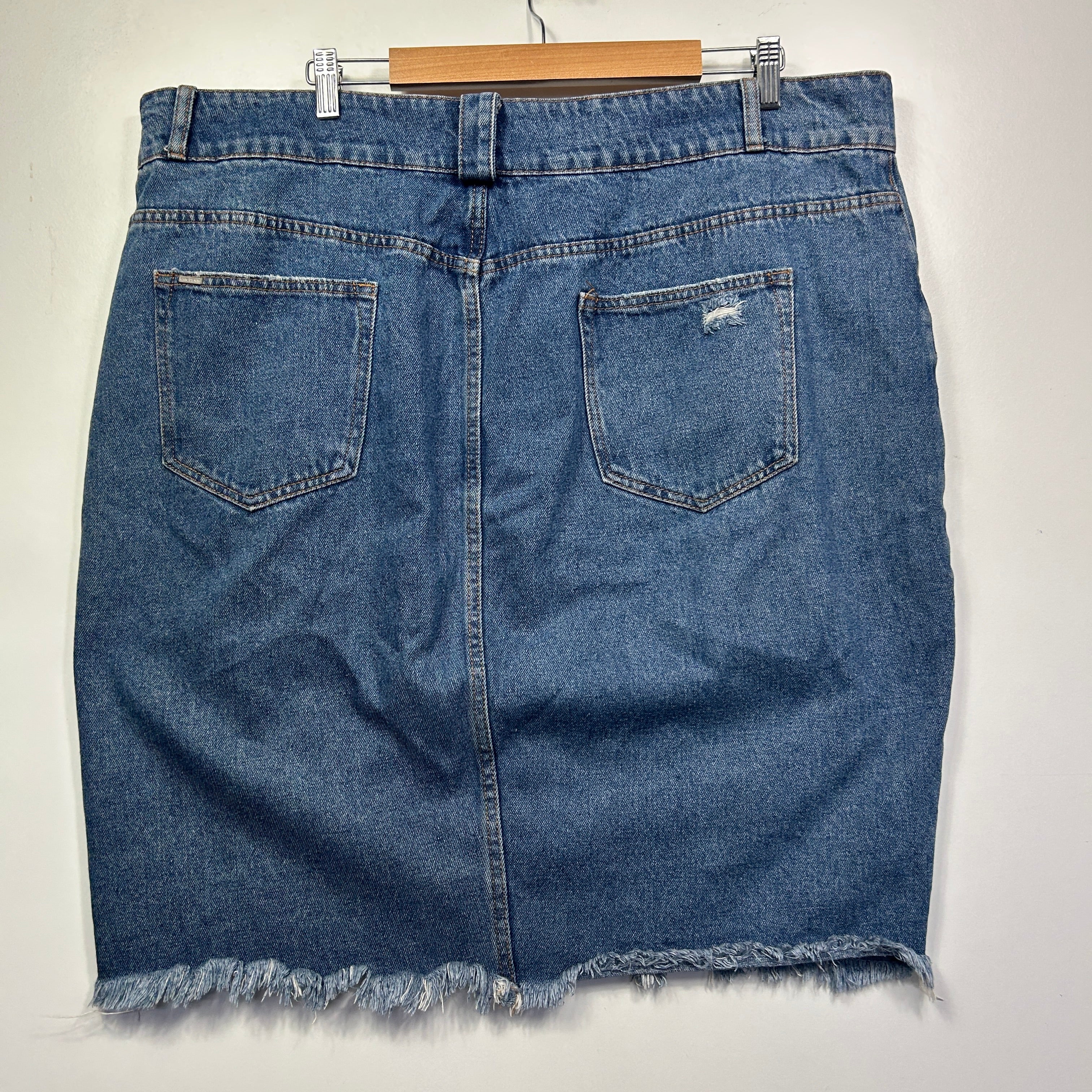 City Chic Blue Cotton Denim Skirt - Size 20/L - Image 4