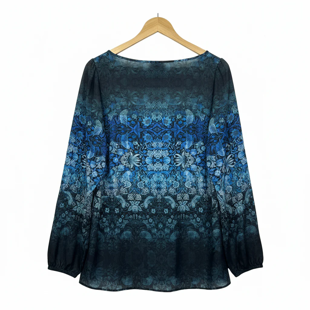 City Chic Blue Floral Print Top - Size 14/XS - Image 2