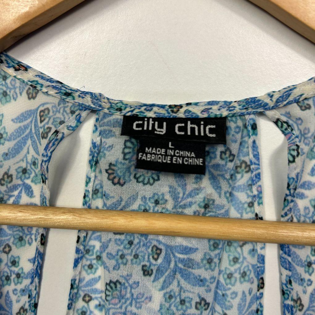 City Chic Blue Floral Duster Jacket Top - Size 20/L - Image 2