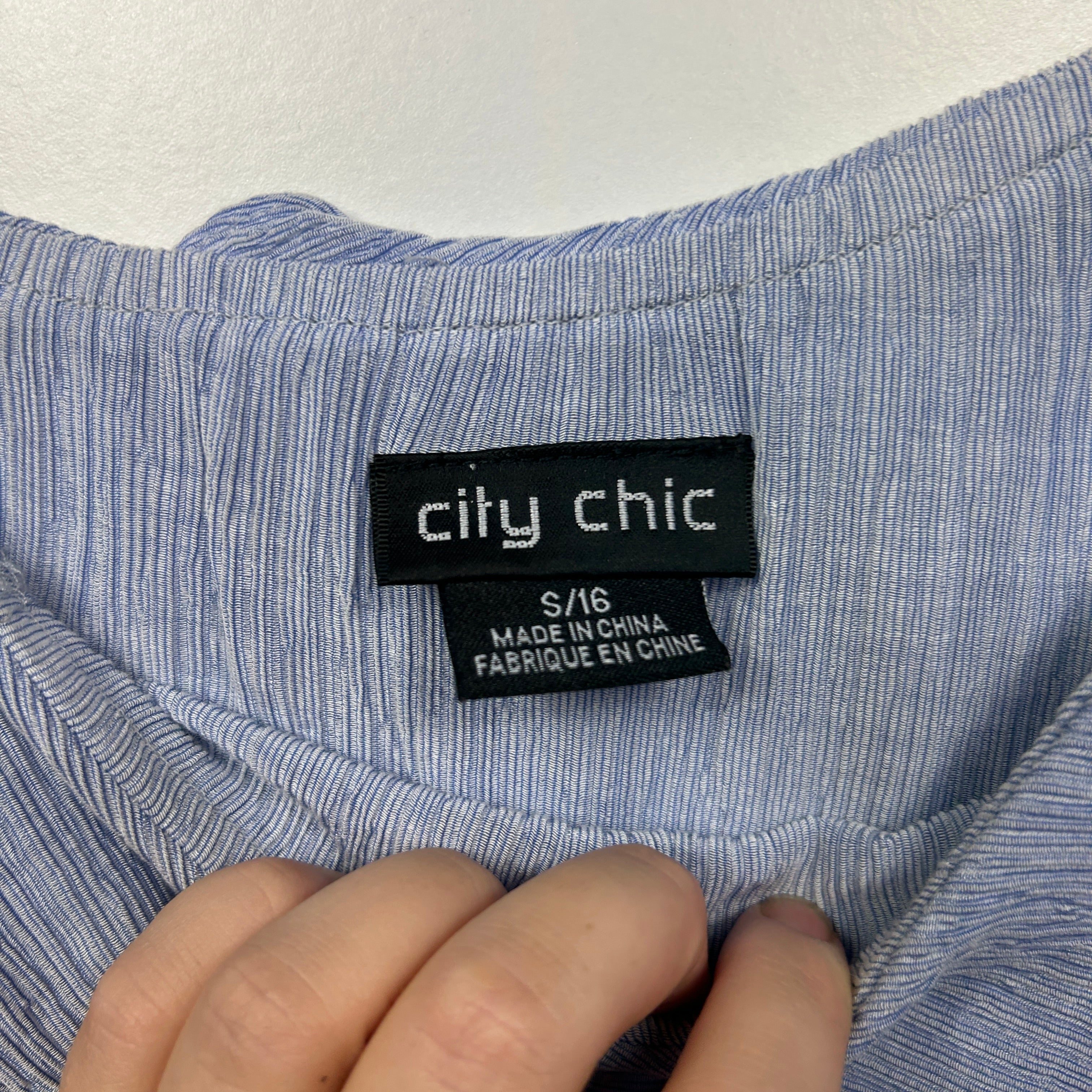 City Chic Blue Off-Shoulder Ruffle Top - Size S/16 - Image 2