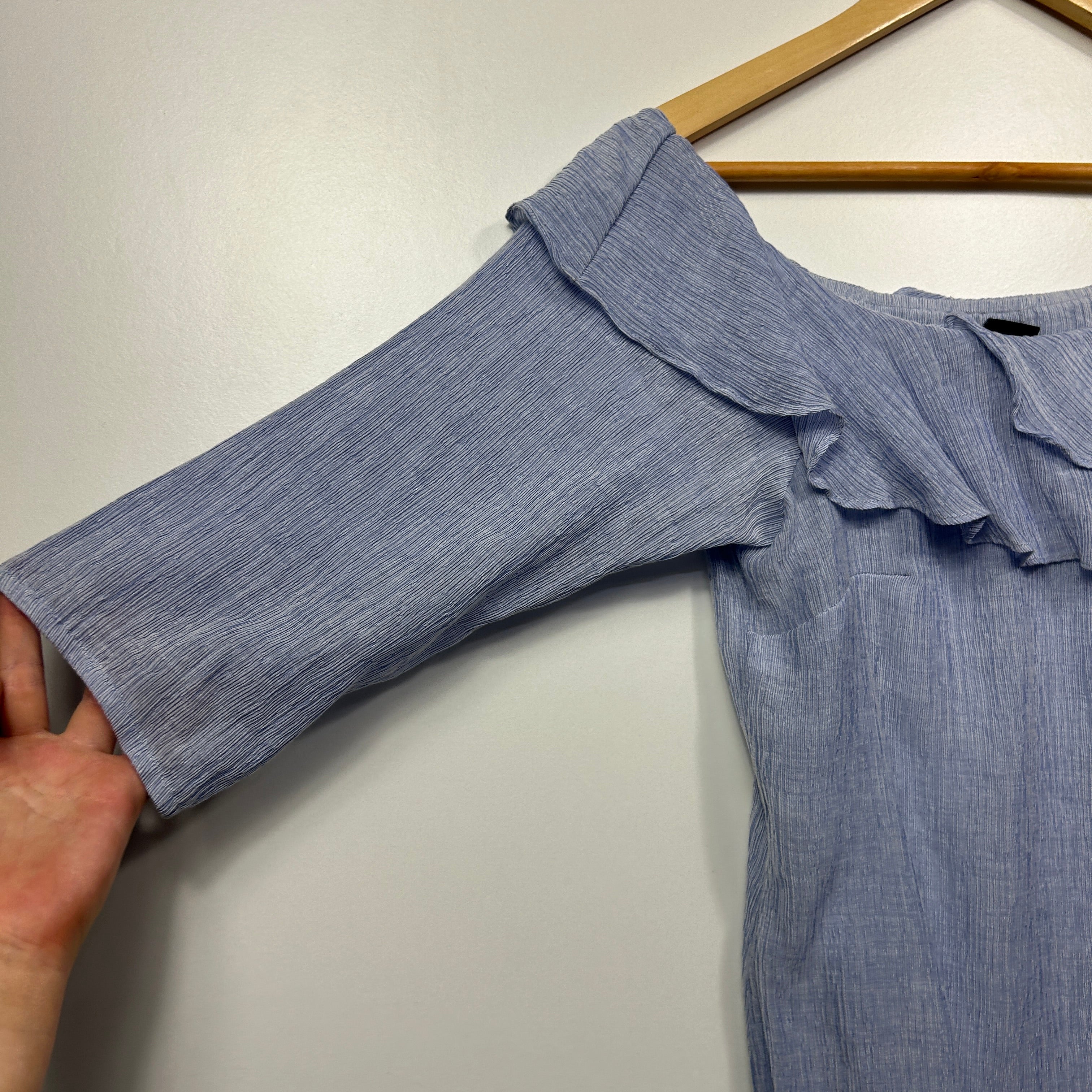City Chic Blue Off-Shoulder Ruffle Top - Size S/16 - Image 3