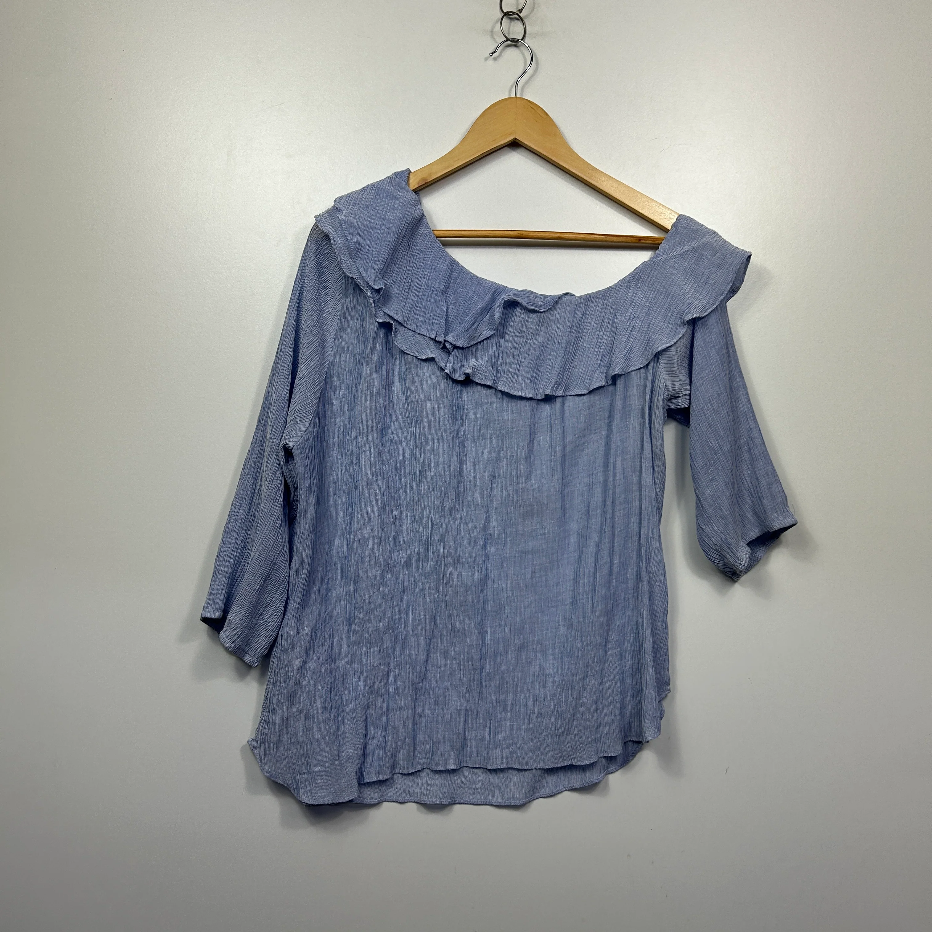 City Chic Blue Off-Shoulder Ruffle Top - Size S/16 - Image 4