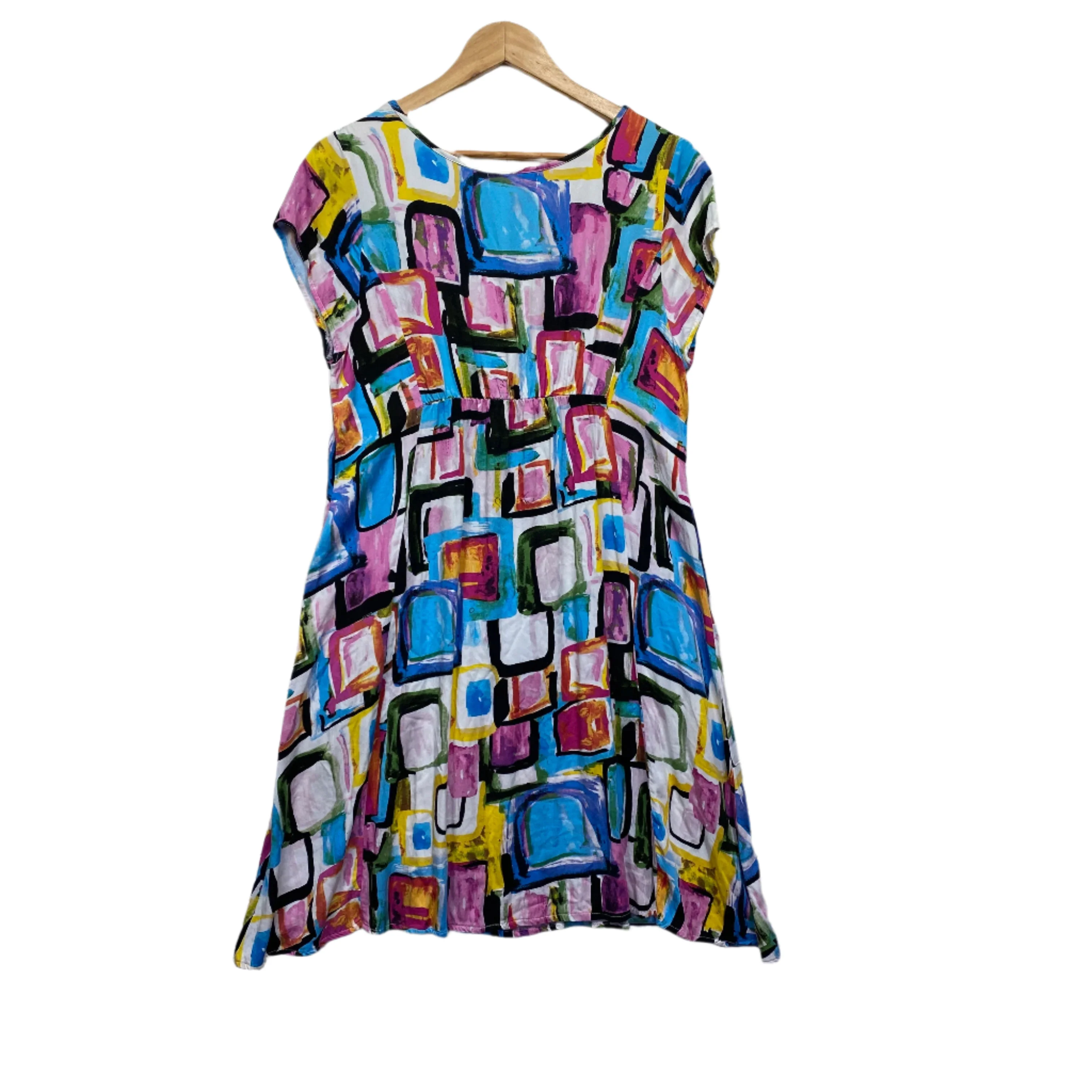 Ferny Lan Dress Size 14 Short Sleeve Multicoloured Rayon Cotton - Image 2