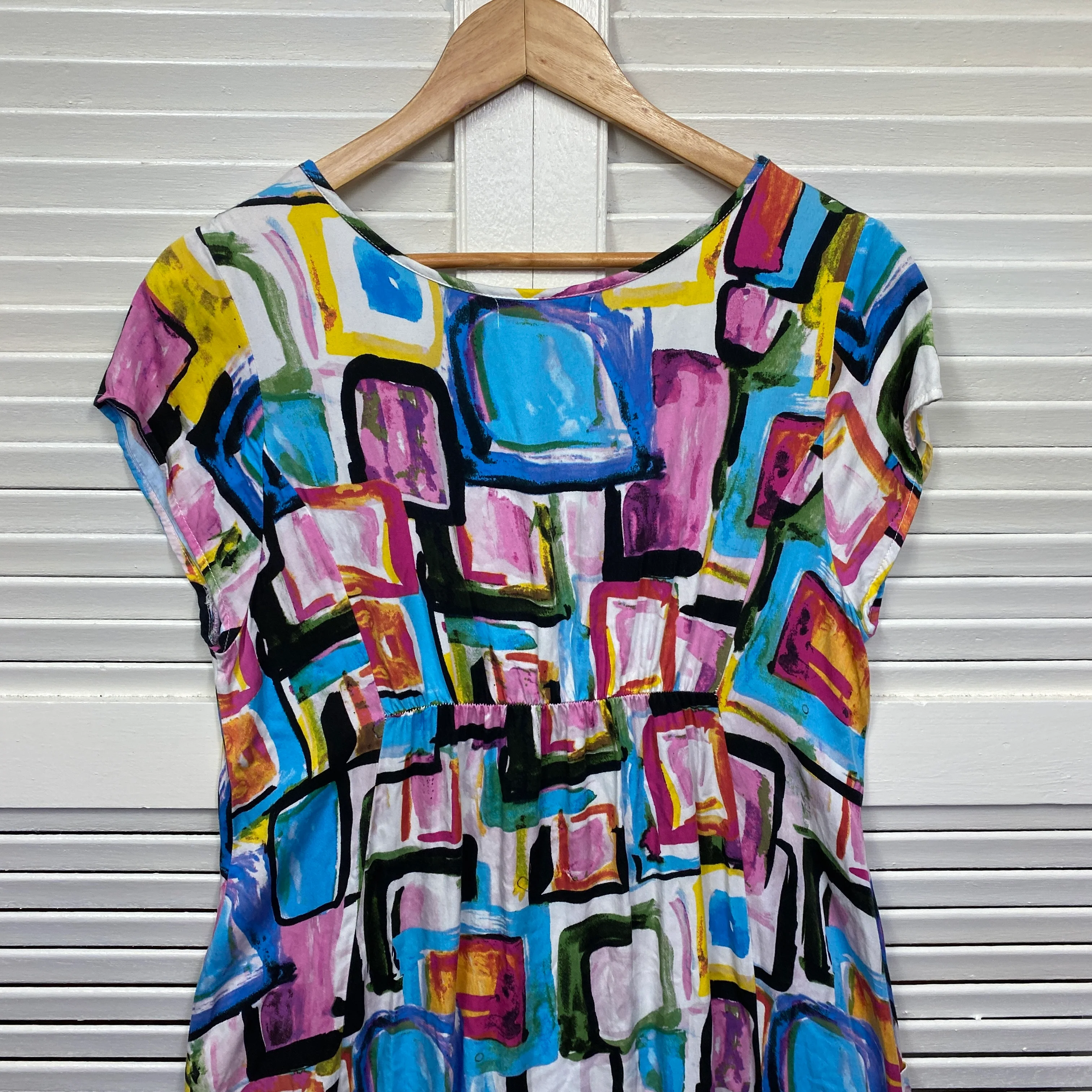 Ferny Lan Dress Size 14 Short Sleeve Multicoloured Rayon Cotton - Image 4