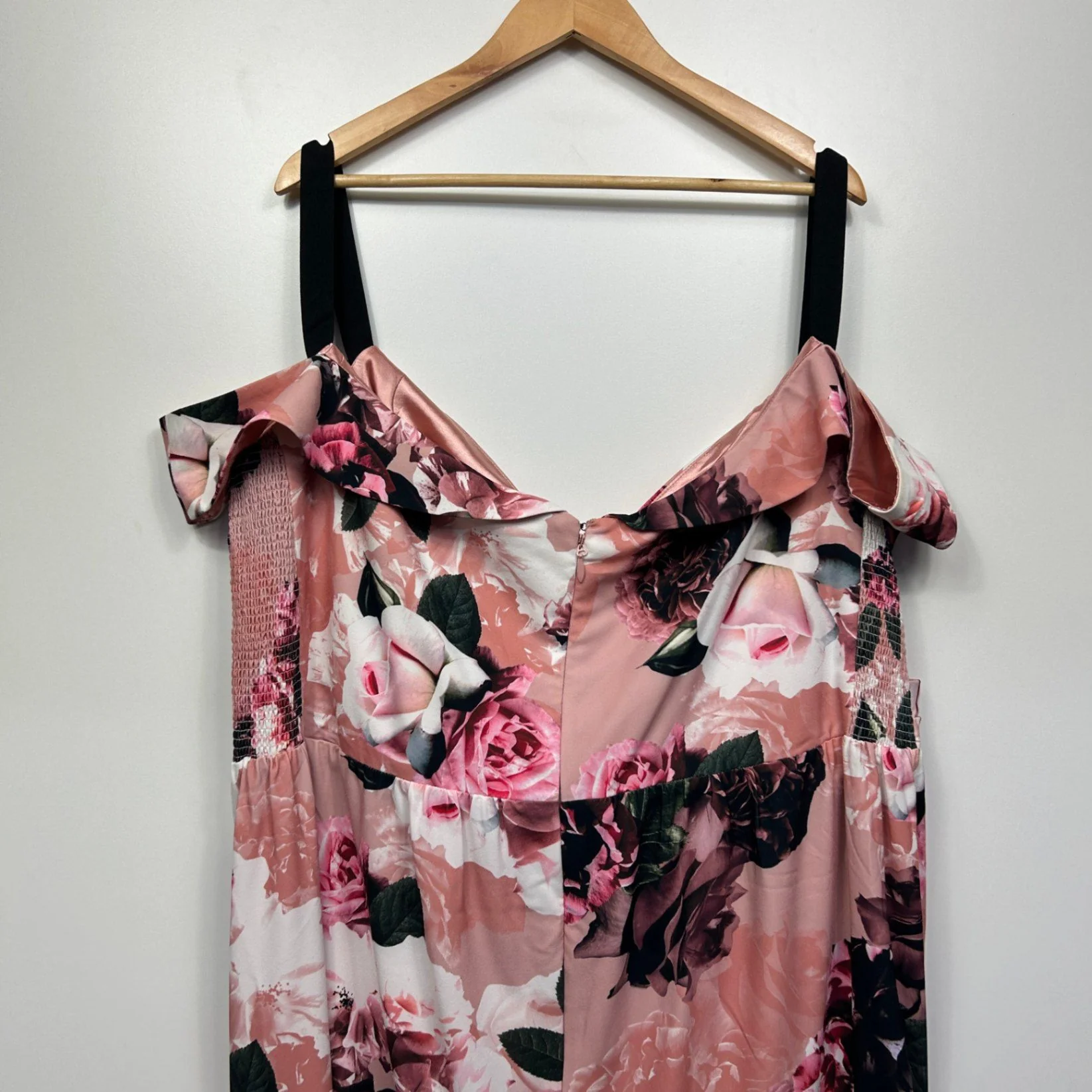 City Chic Maxi Dress Size XXL 22 24 Pink Floral Floral Off Shoulder Cocktail Party - Image 6