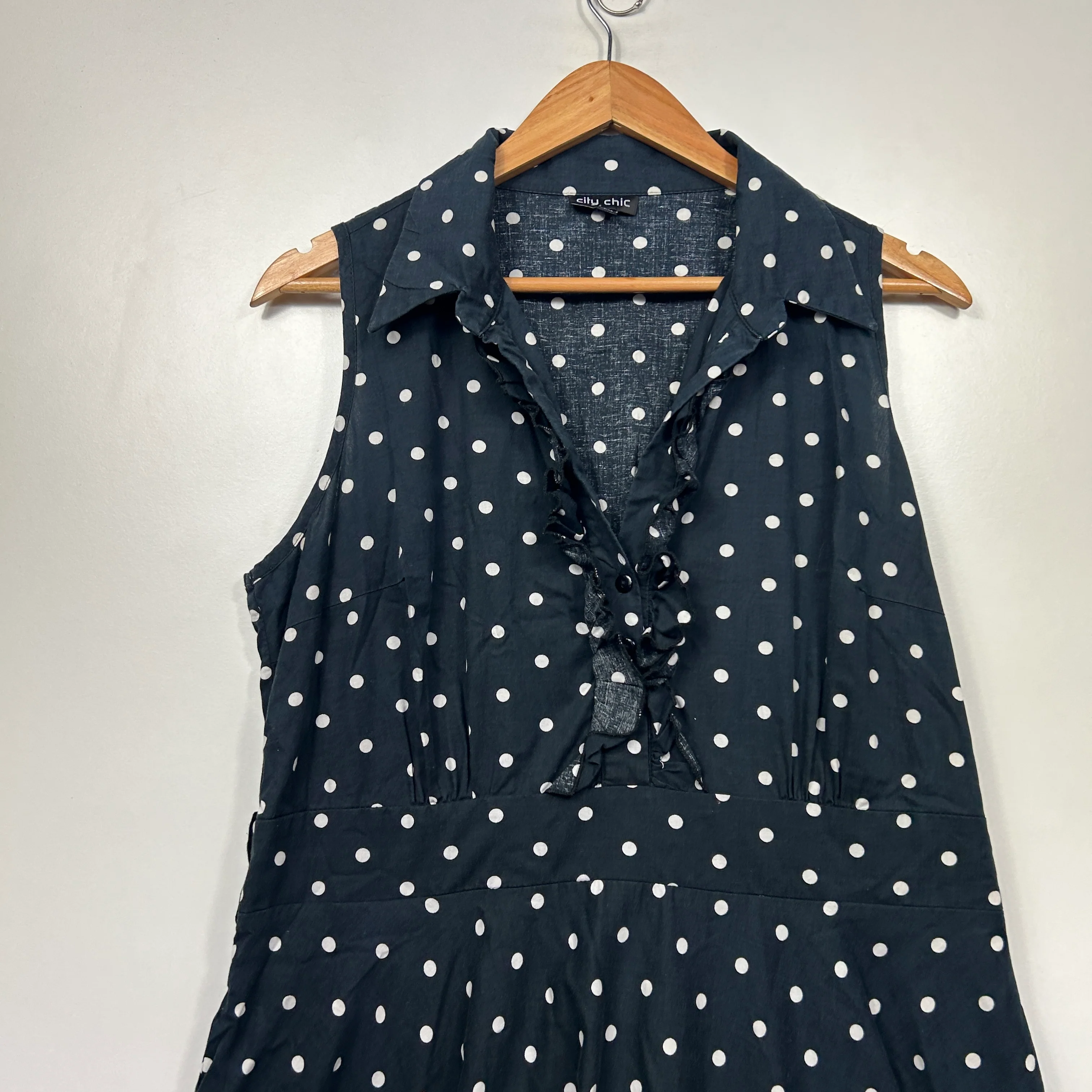 City Chic Navy Polka Dot Dress - Size 14/XS - Image 4