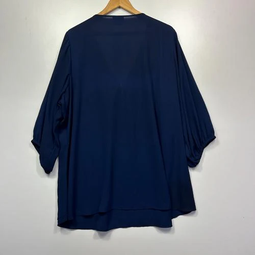 City Chic Navy Zip-Front V-Neck Blouse - Size 22/XL - Image 2