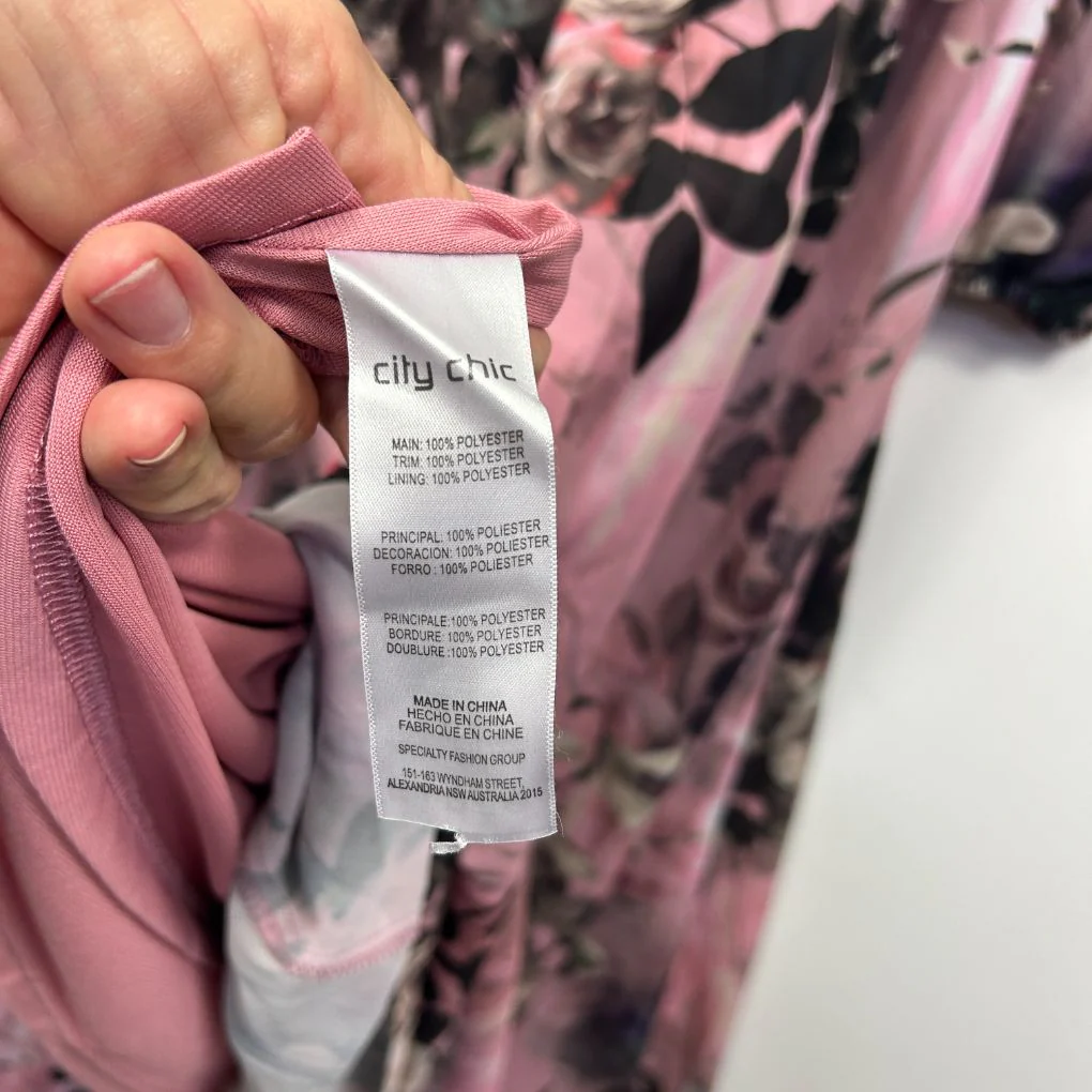 City Chic Pink Floral Cocktail Dress - Size 22/XL - Image 3