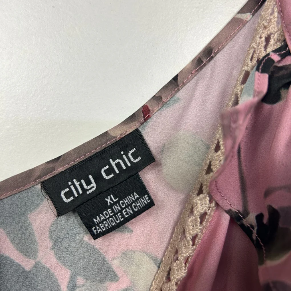 City Chic Pink Floral Cocktail Dress - Size 22/XL - Image 4