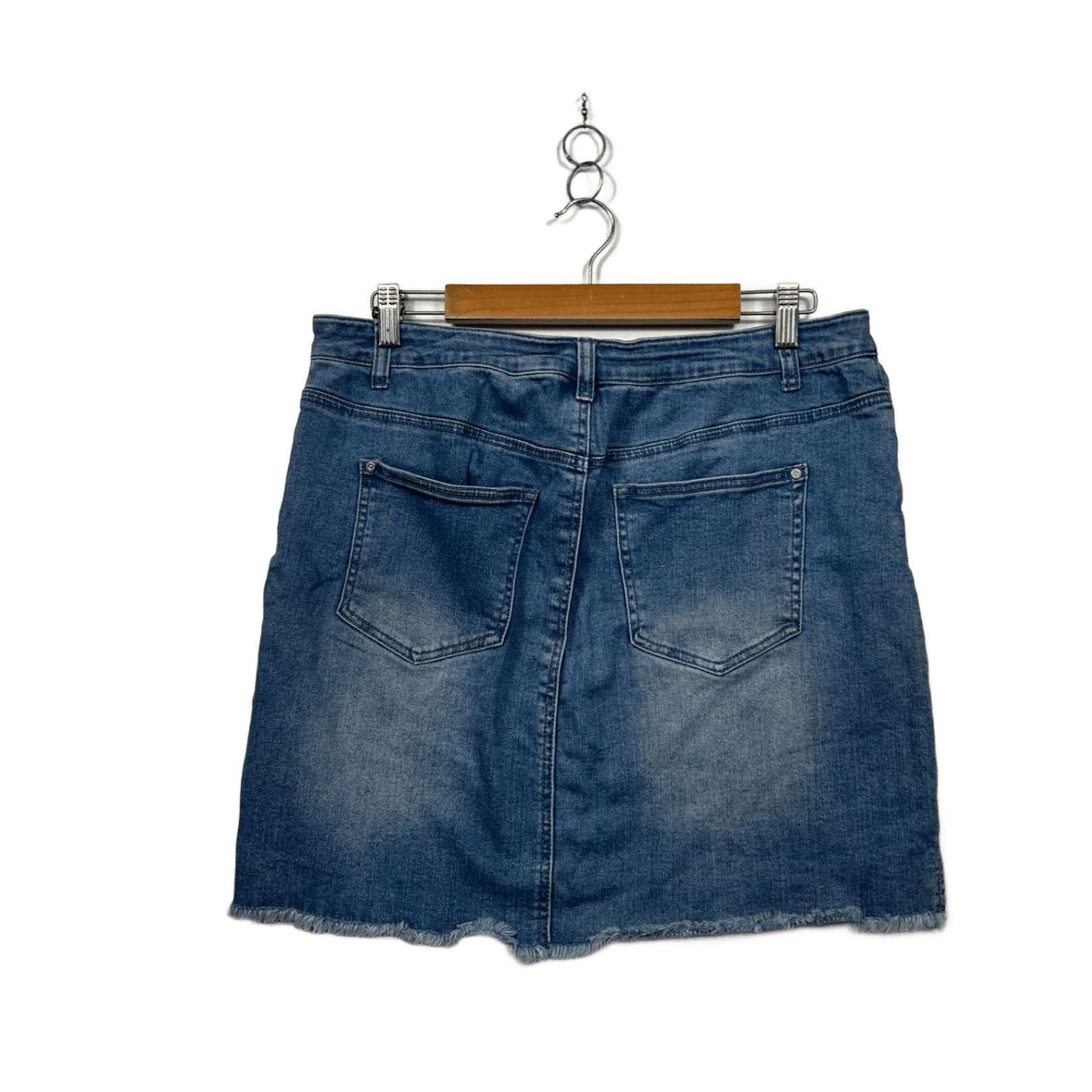 Clothing & Co Womens Blue Raw Hem Denim Skirt Size 14 - Image 2