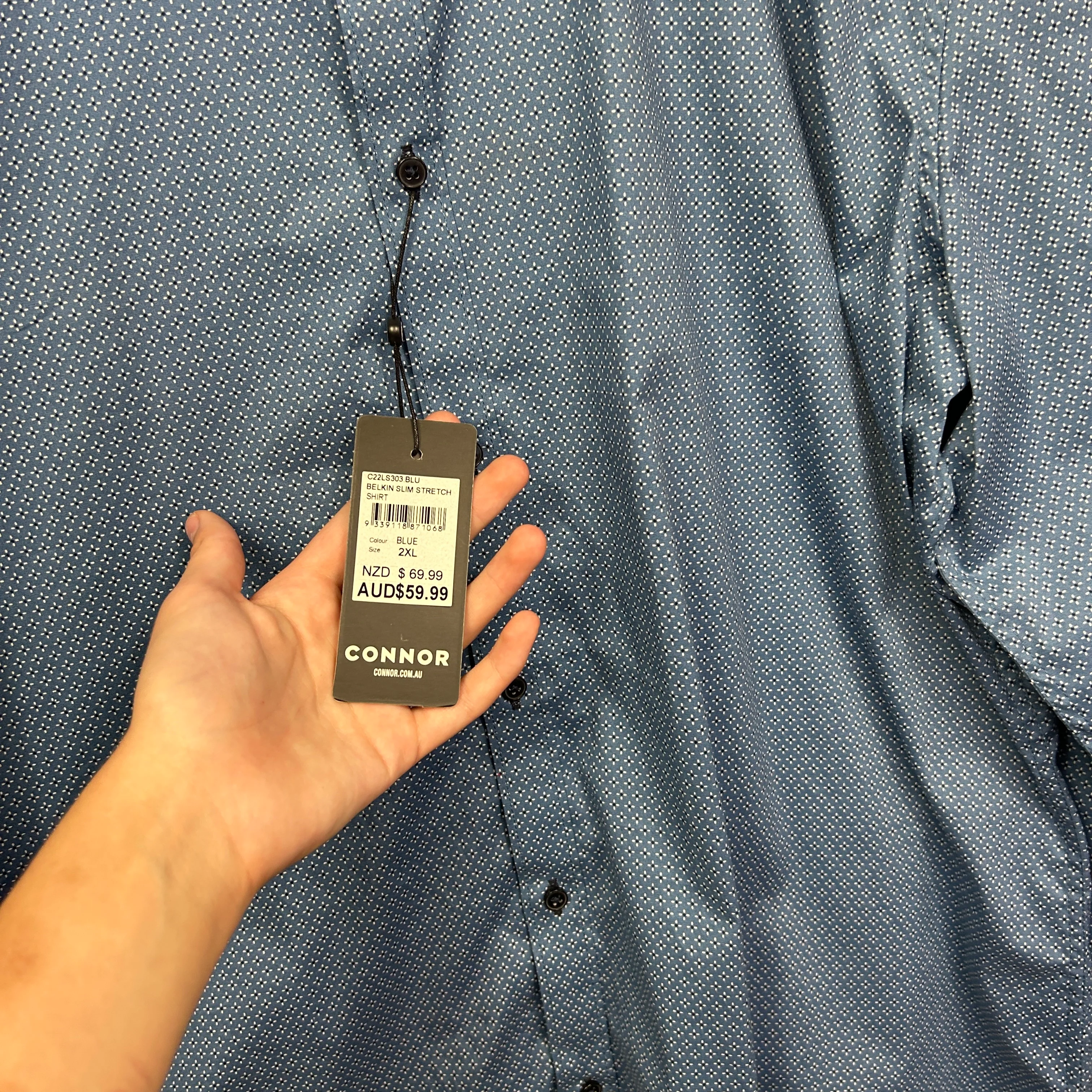 Connor Blue Cotton Shirt - Size 2XL - Image 3