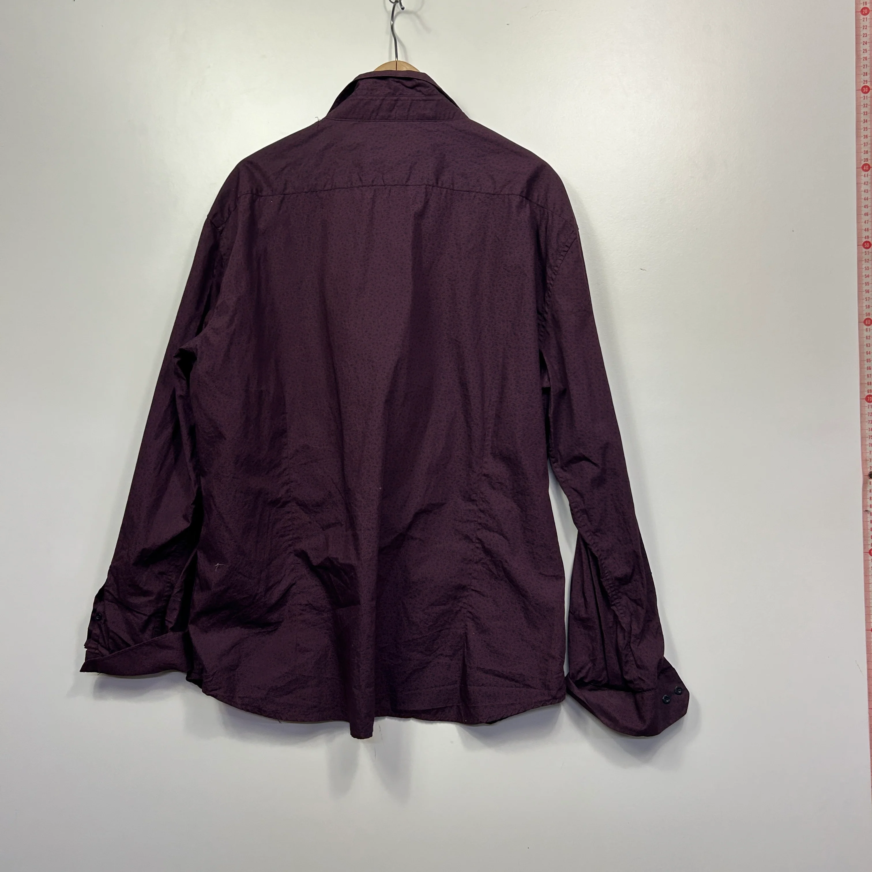 Connor Burgundy Long Sleeve Slim Fit Shirt - Size 3XL - Image 2
