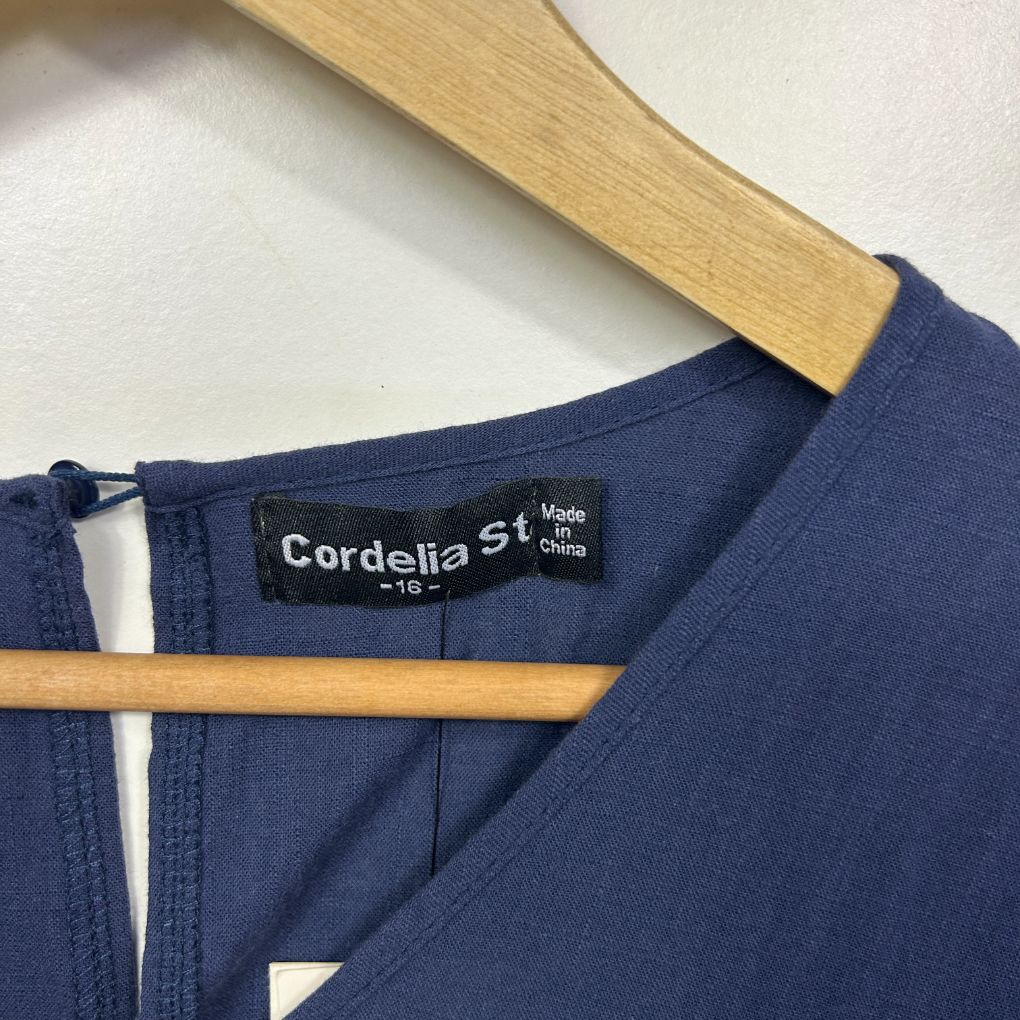 Cordelia St Navy Cotton Playsuit - Size 16 - Image 3