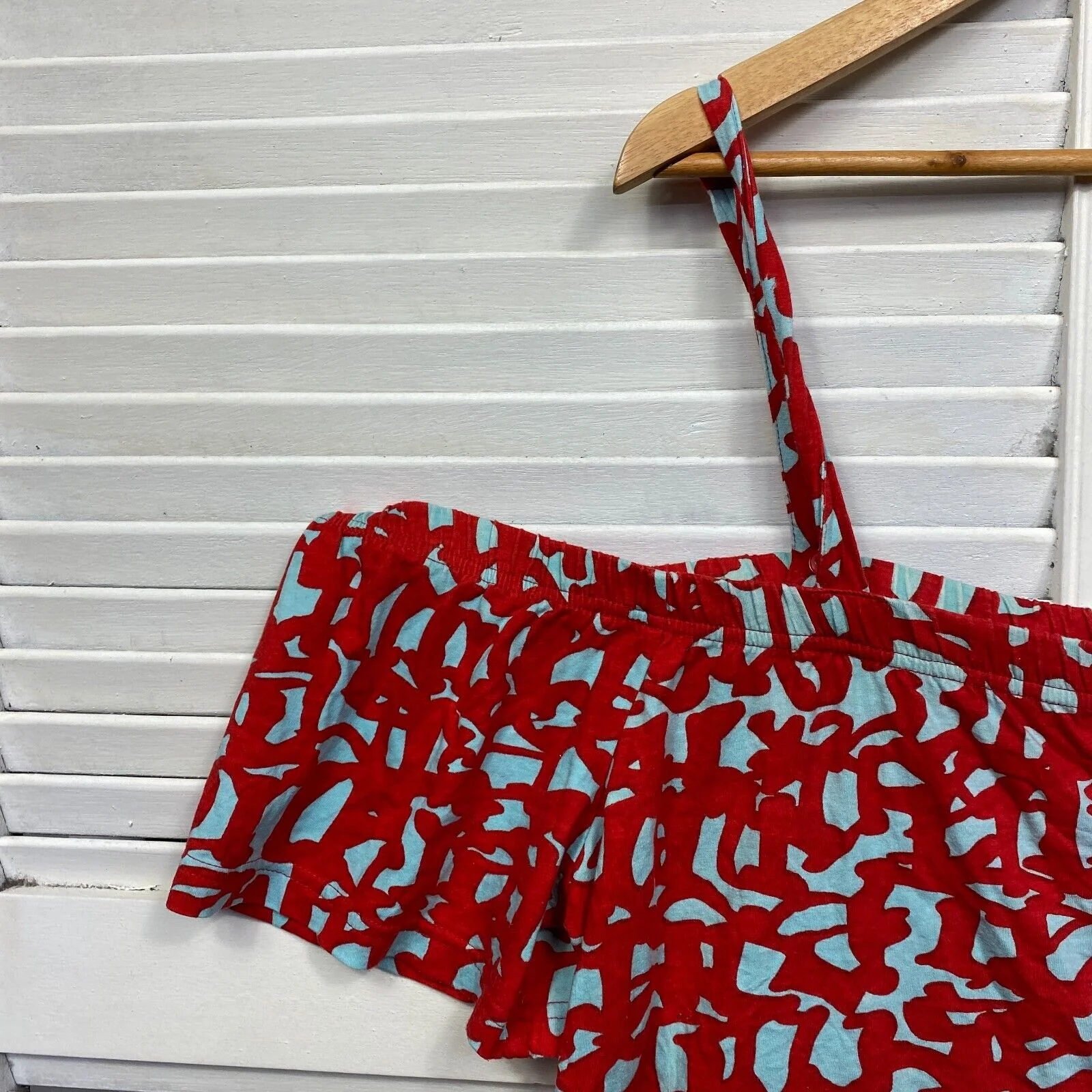 Cotton Diva Top Size XL Red Blue Off the Shoulder 100% Cotton Boho - Image 3