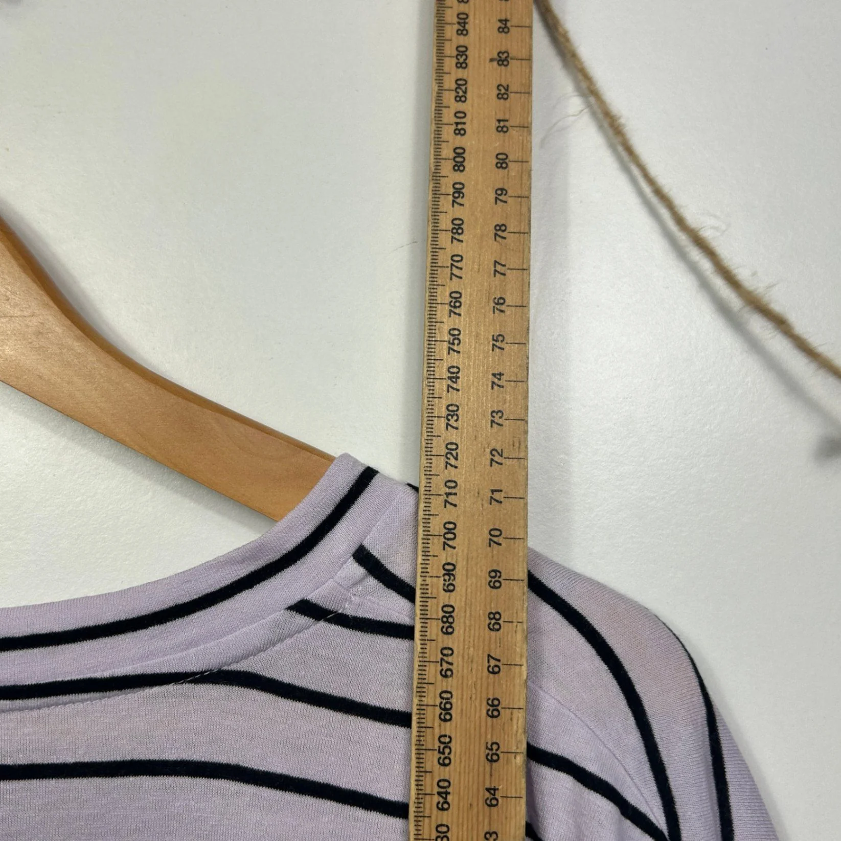 Country Road Mauve Black Long Sleeve Linen Blend Striped Casual Top Size L - Image 5