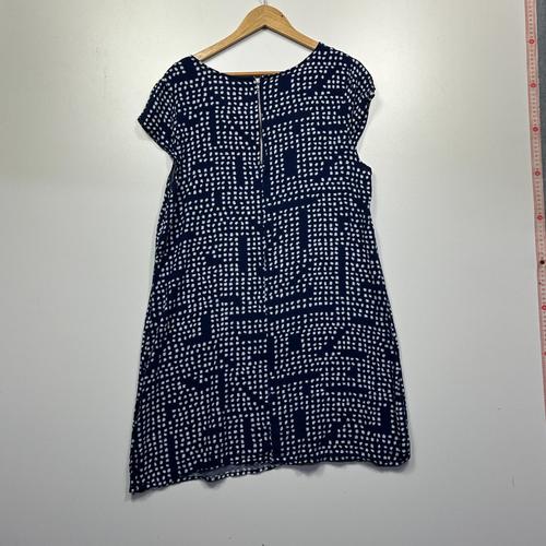 Crossroads Navy & White Geometric Print Shift Dress - Size 16 - Image 4