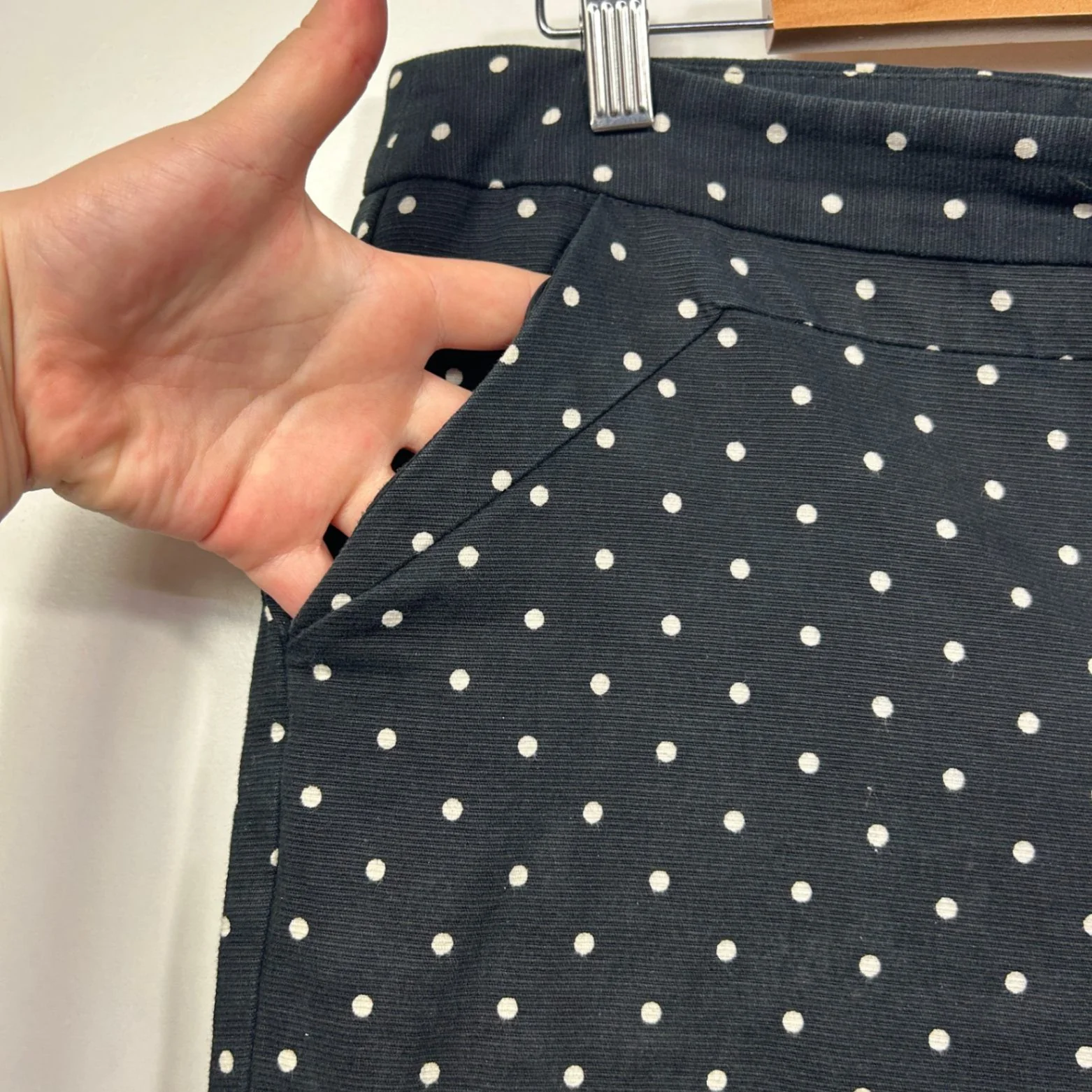 Cue Black White Polka Dots Pants Trousers Size 14 Corduroy Pockets - Image 4