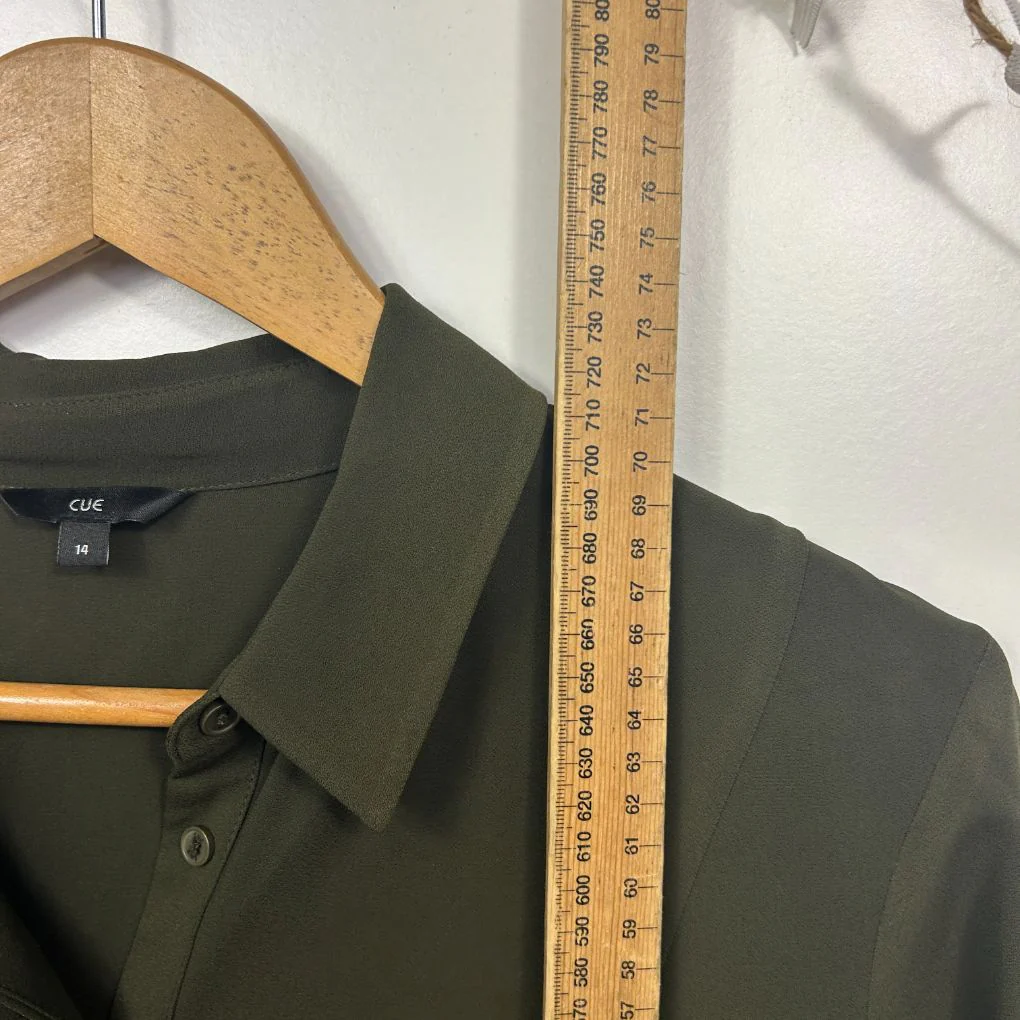 Cue Green Olive Long Sleeve Shirt - Size 14 - Image 6