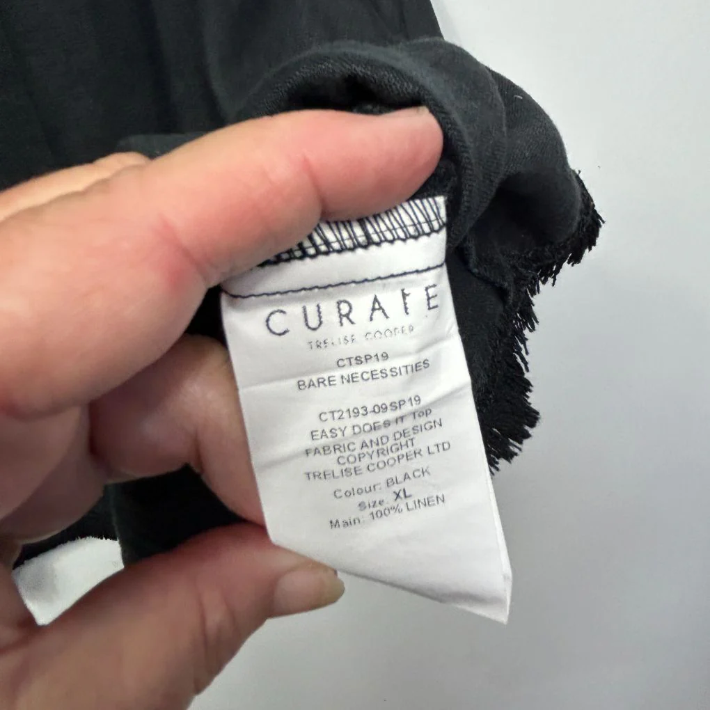 Curate by Trelise Cooper Black Linen Top - Size XL - Image 5