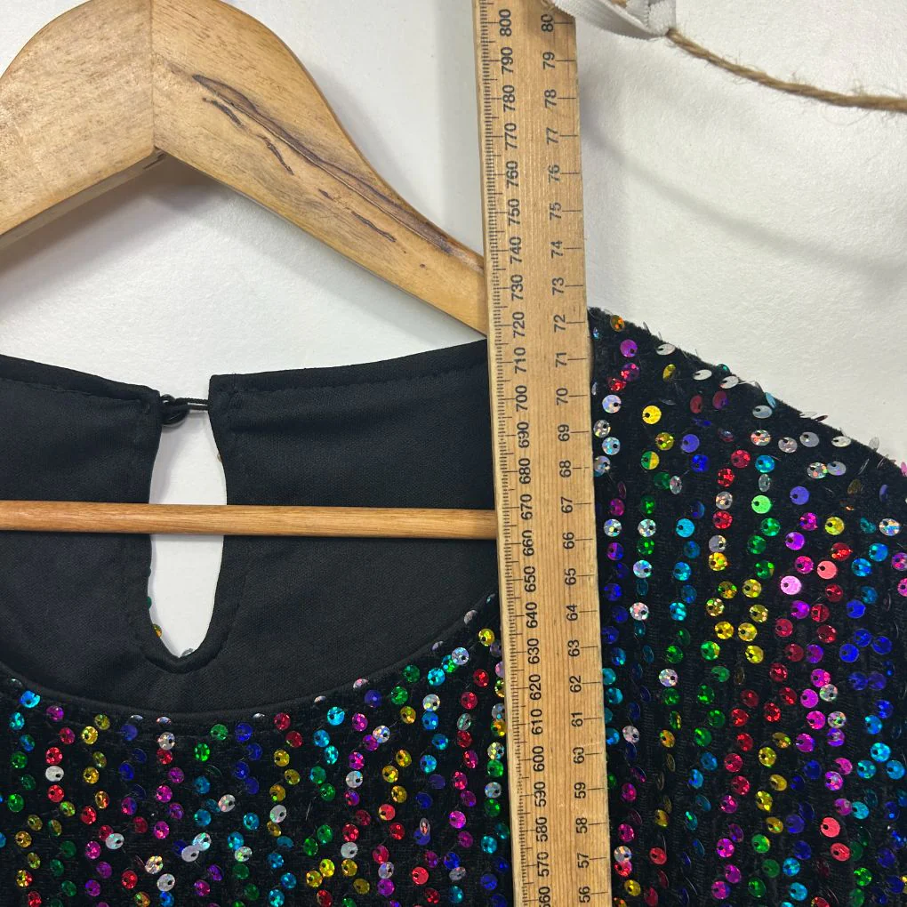 Coloured Beaded Evening Sequin Top - Size 5XL - Image 5
