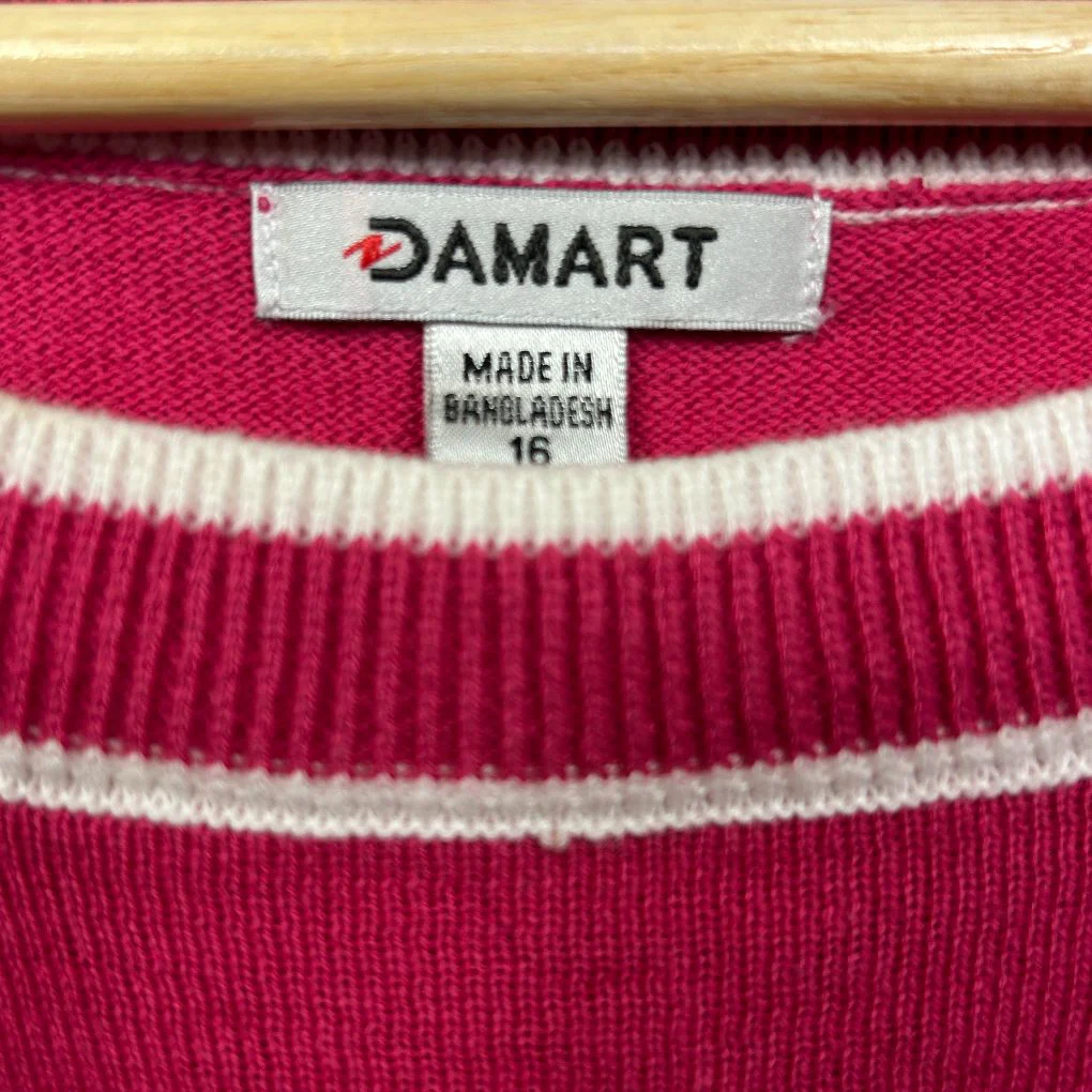Damart Pink Cotton Knit Top -  Size 16 - Image 2