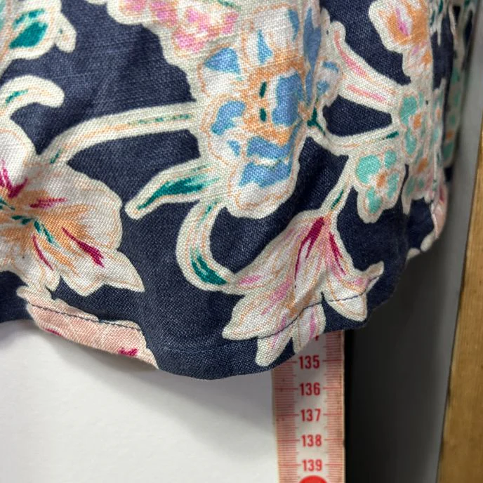 Dannii Minogue Navy Linen Floral Maxi Dress - Size 16P - Image 7