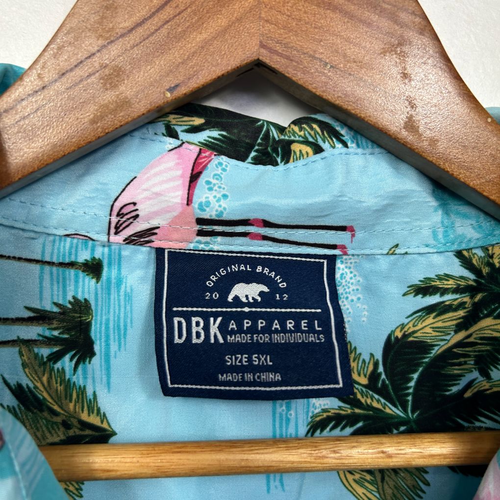 DBK Apparel Aqua Flamingo Print Mens Shirt - Size 5XL - Image 3