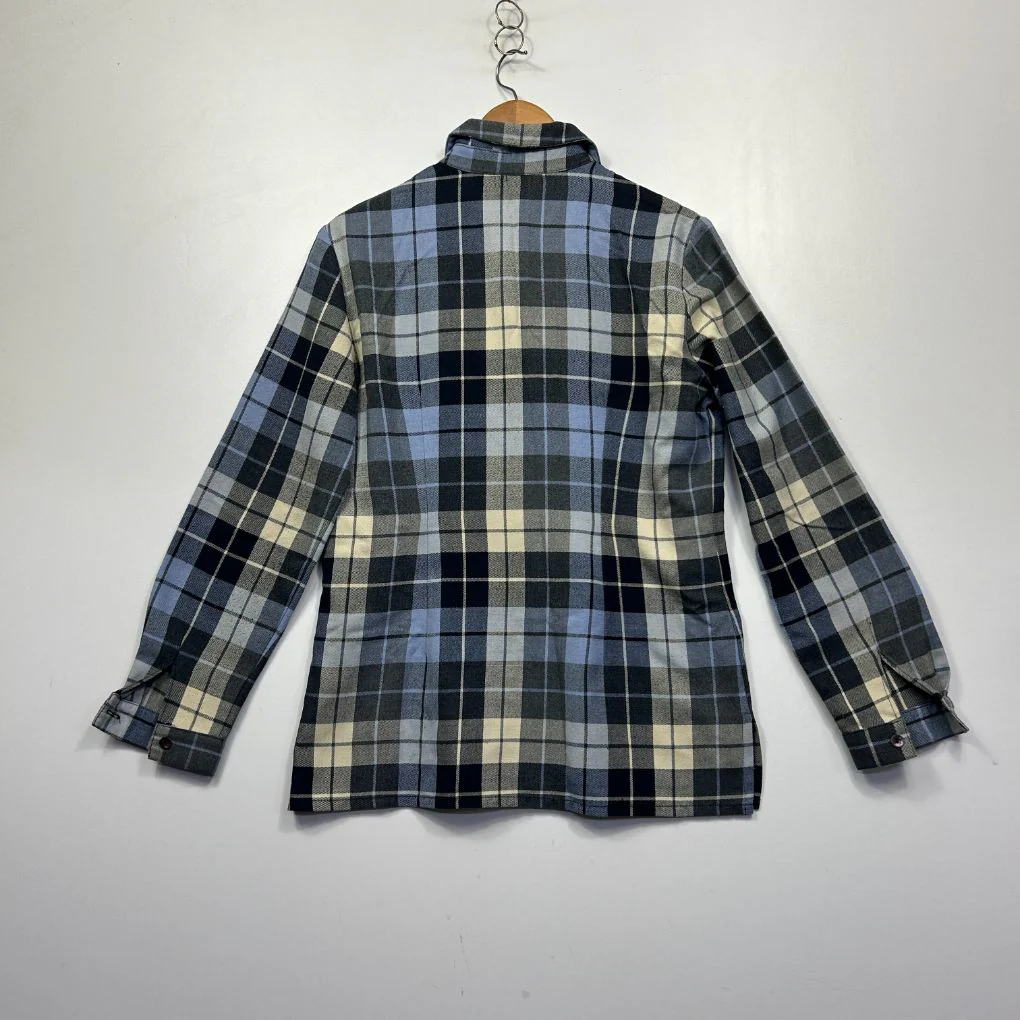Vintage Dolina Blue Plaid Long Sleeve Shirt - Size 12 - Image 2