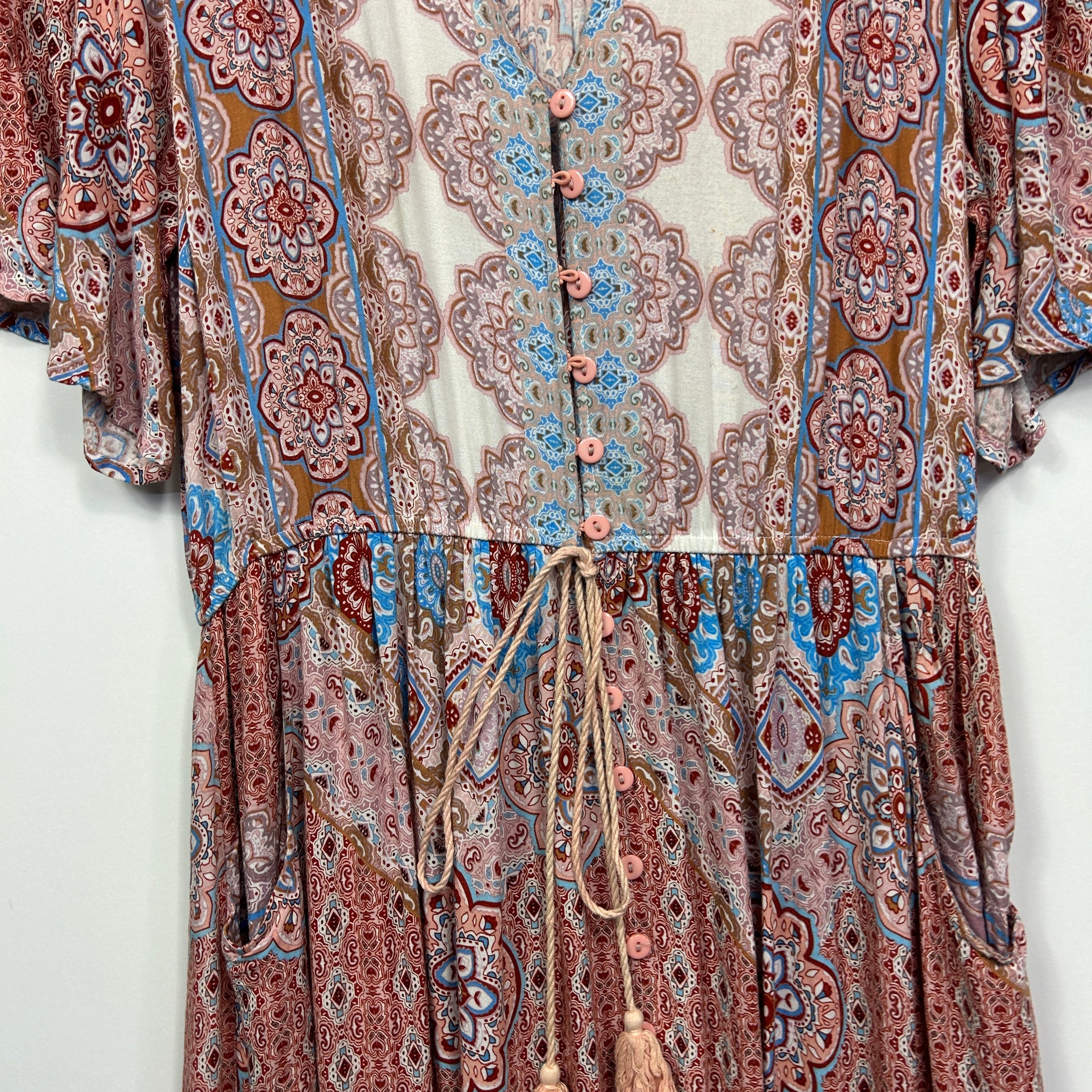 Dreamcatcher Boho Maxi Dress with Pockets  - Size 12/Large - Image 4