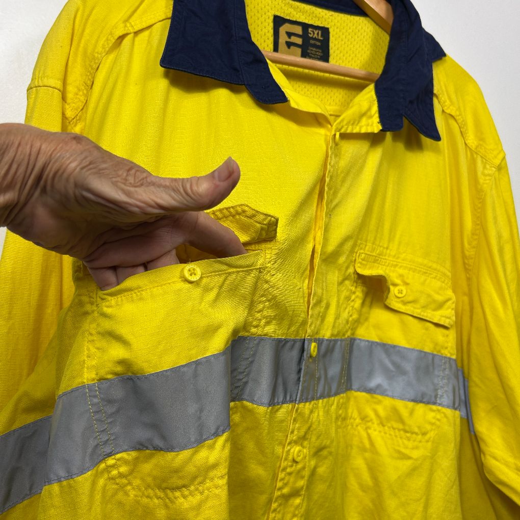E Workwear Yellow Hi-Vis Cotton Shirt - Size 5XL - Image 2