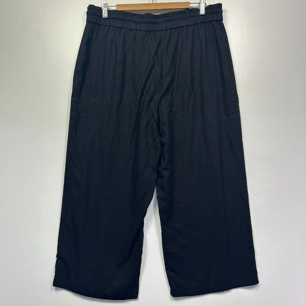 Edited Black Linen Wide Leg Ankle Pants - Size 16 - Image 3