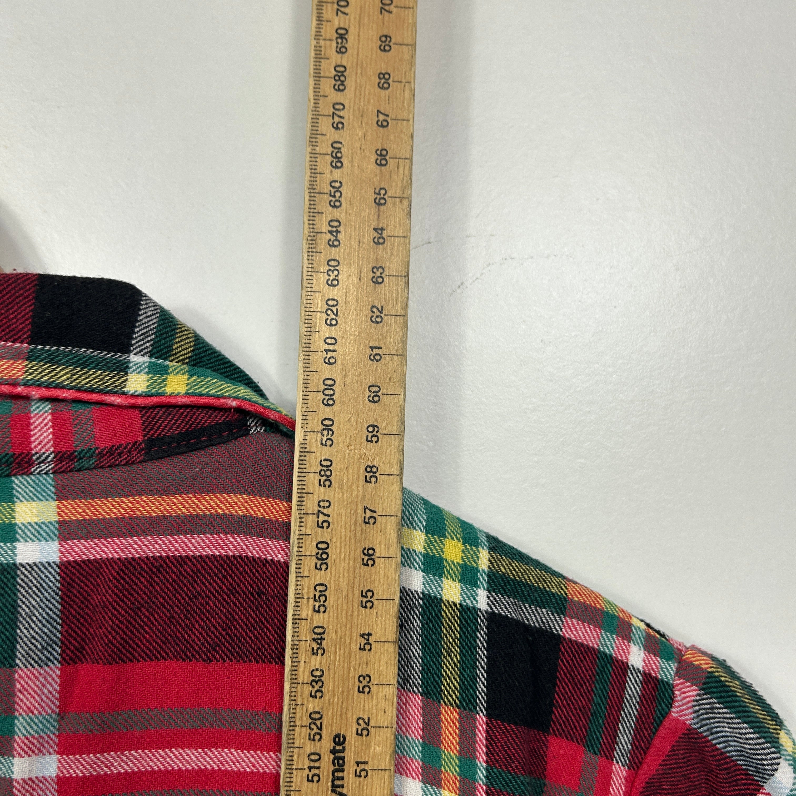 edited Red & Green Plaid Short Sleeve Sleep PJ Shirt - Size 16 - Image 5