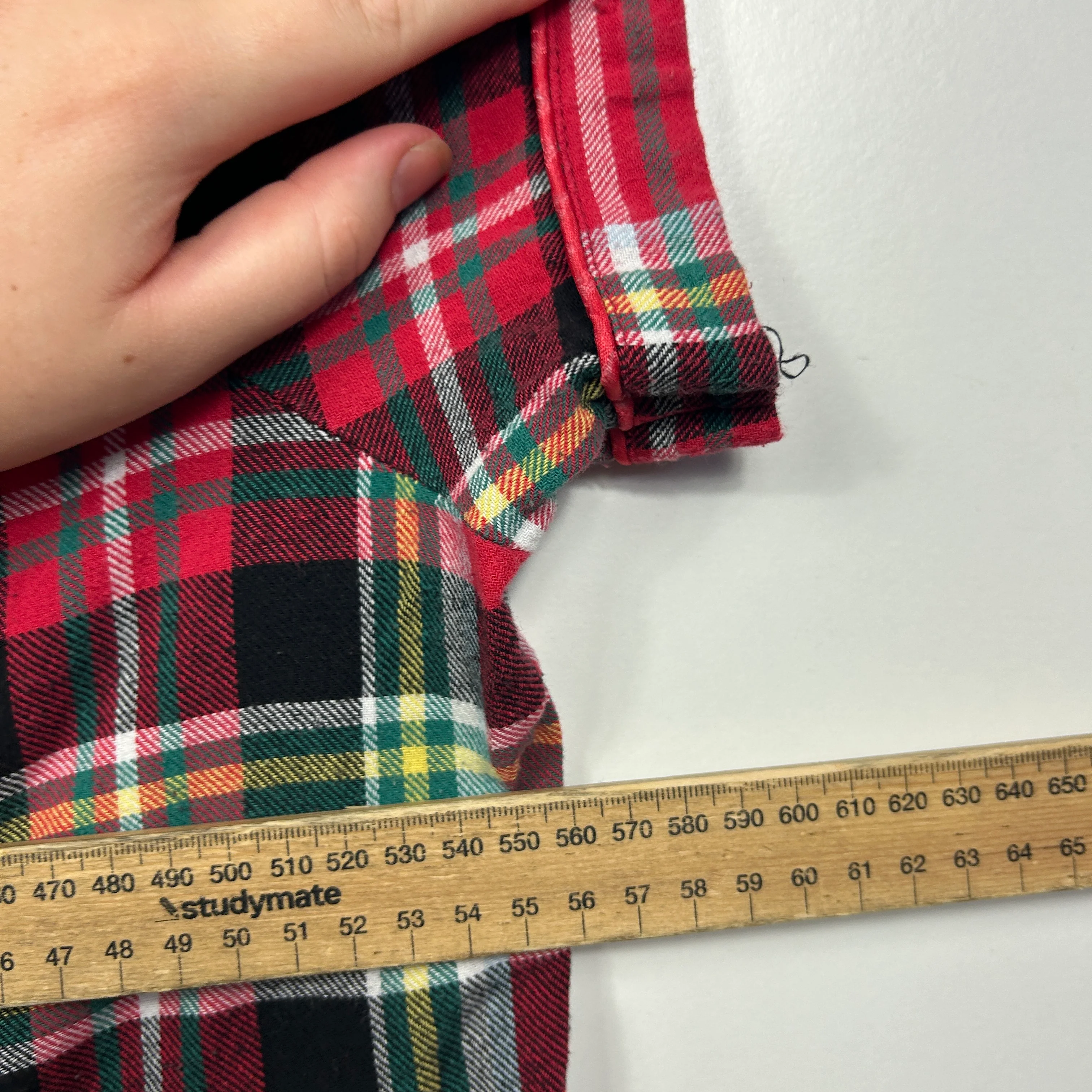edited Red & Green Plaid Short Sleeve Sleep PJ Shirt - Size 16 - Image 6
