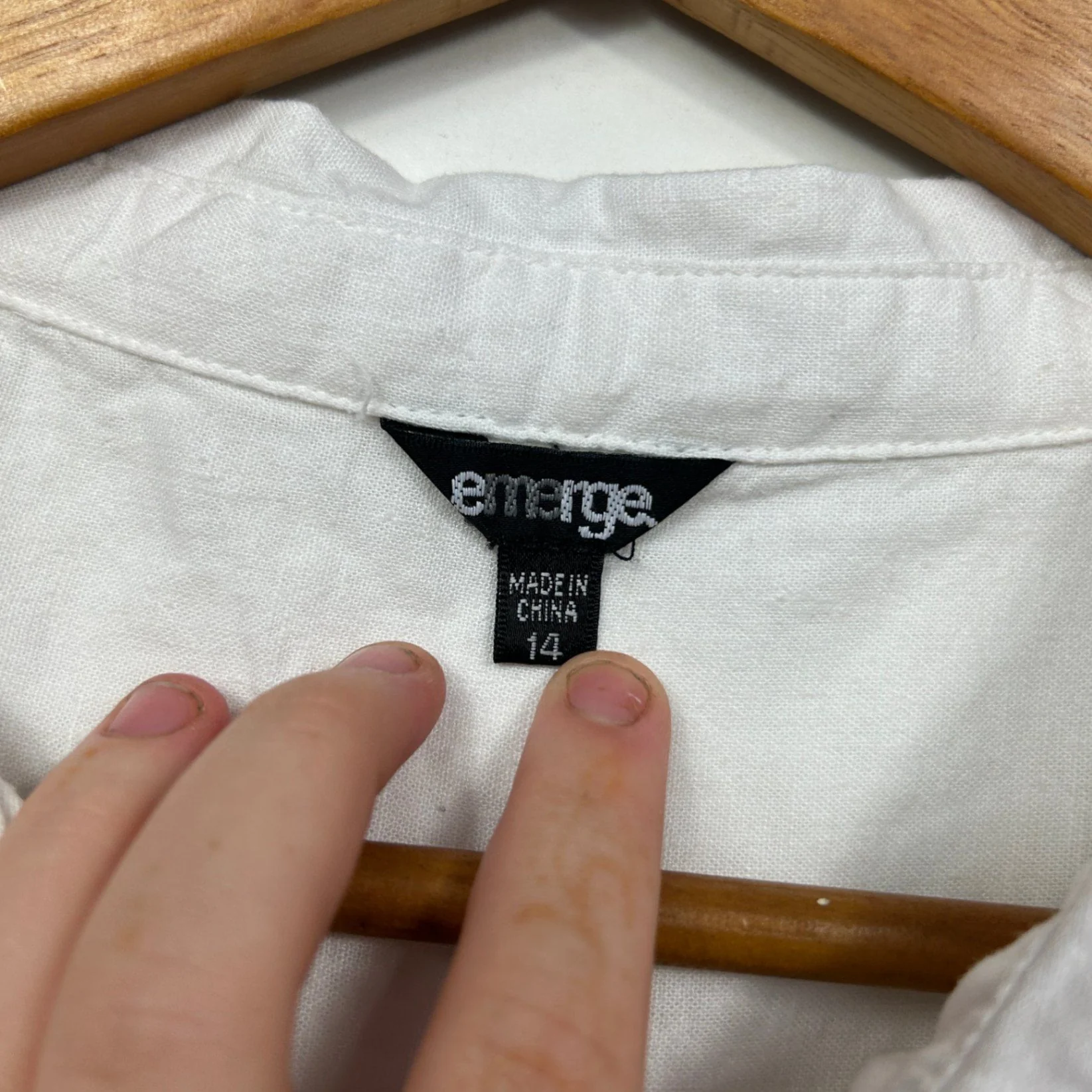 Emerge White Linen Blend Long Sleeve Collared Button-Up Shirt Size 14 - Image 3