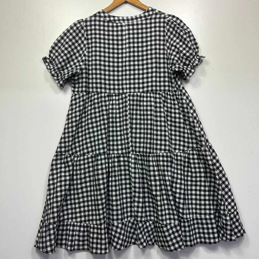 Emery Rose Black Gingham Cotton Dress - Size L - Image 2