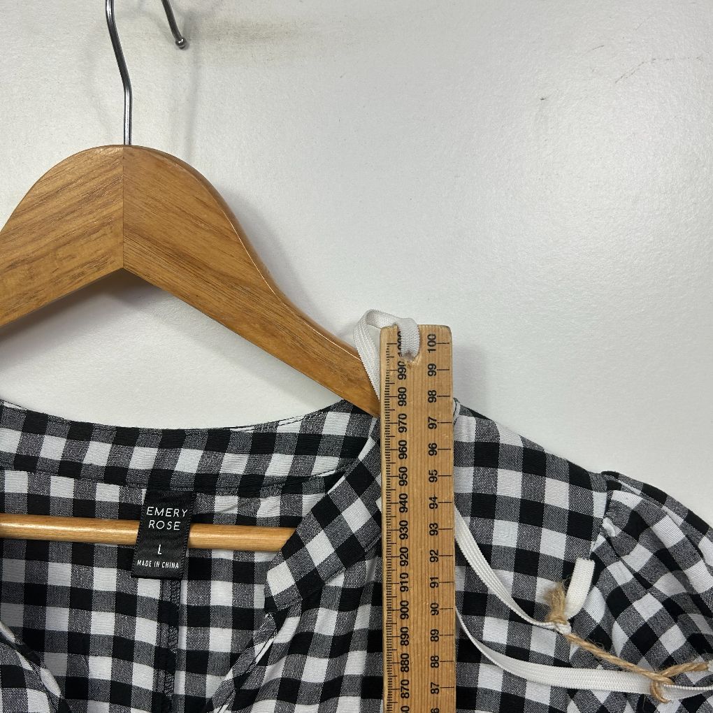 Emery Rose Black Gingham Cotton Dress - Size L - Image 5