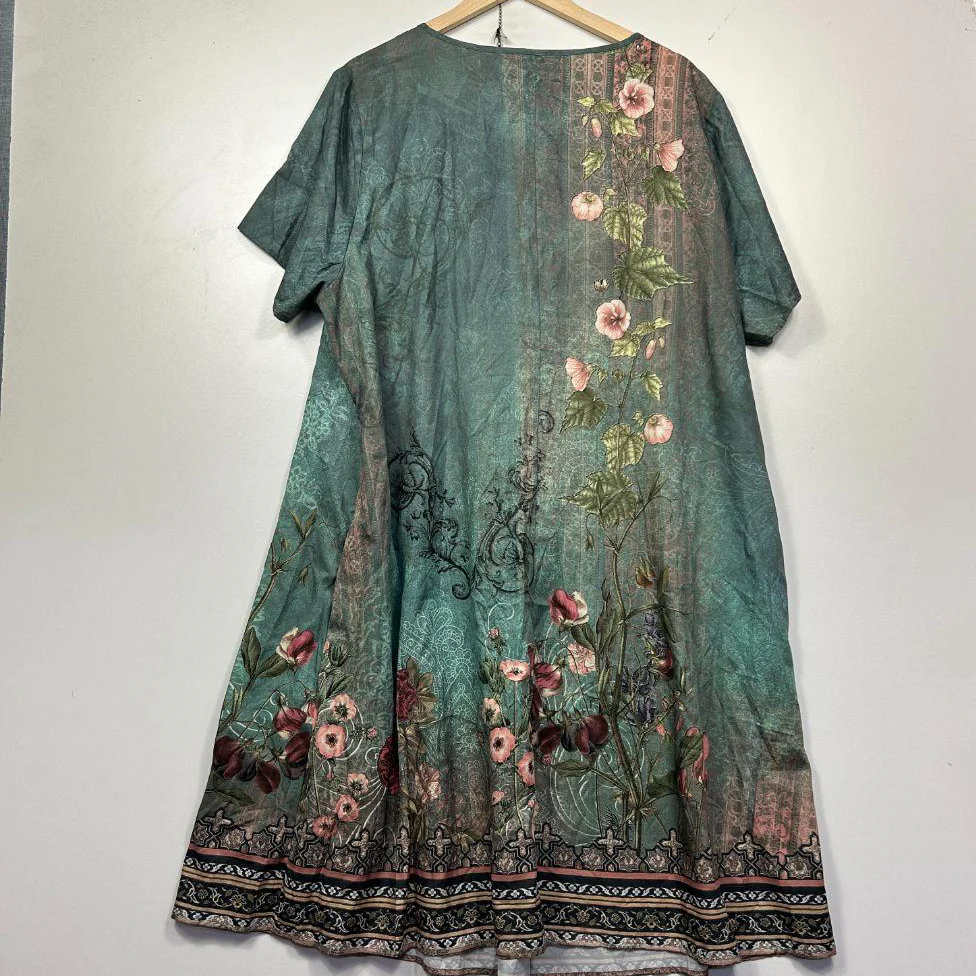 Emery Rose Teal Floral Dress - Size 22 - Image 5