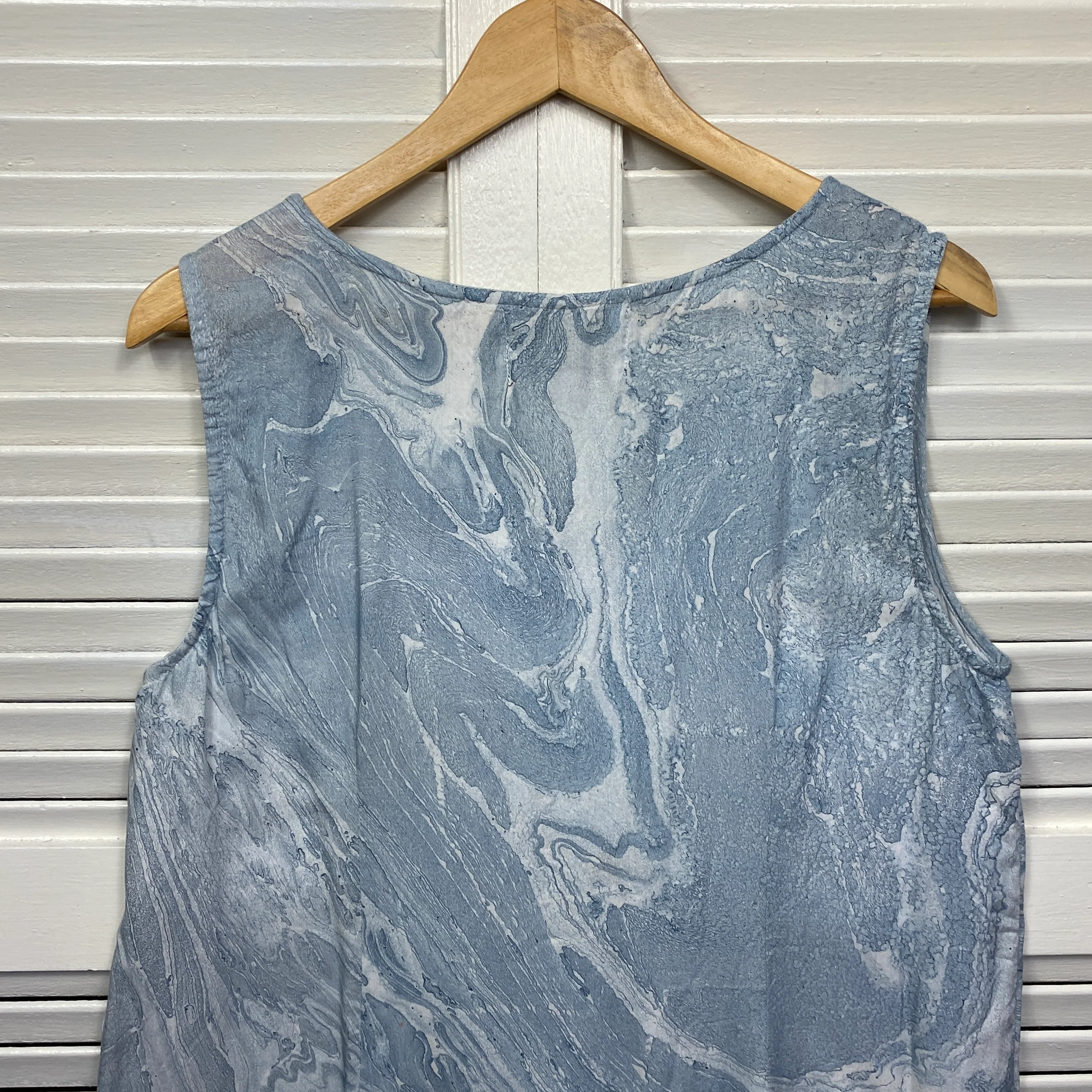 Escape by OQ Dress Size 14 Sleeveless Blue Rayon - Image 6