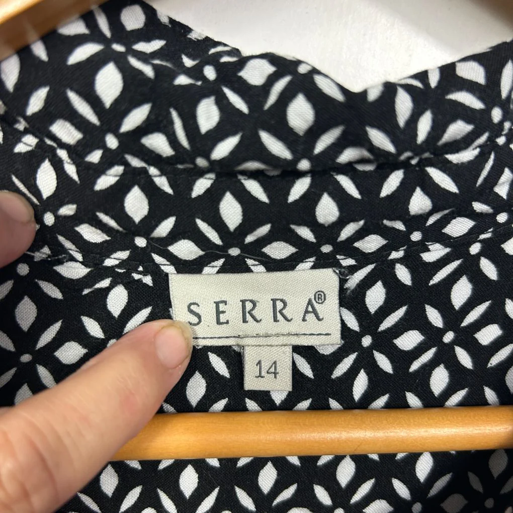 Serra Button Up Black White Top - Size 14 - Image 2