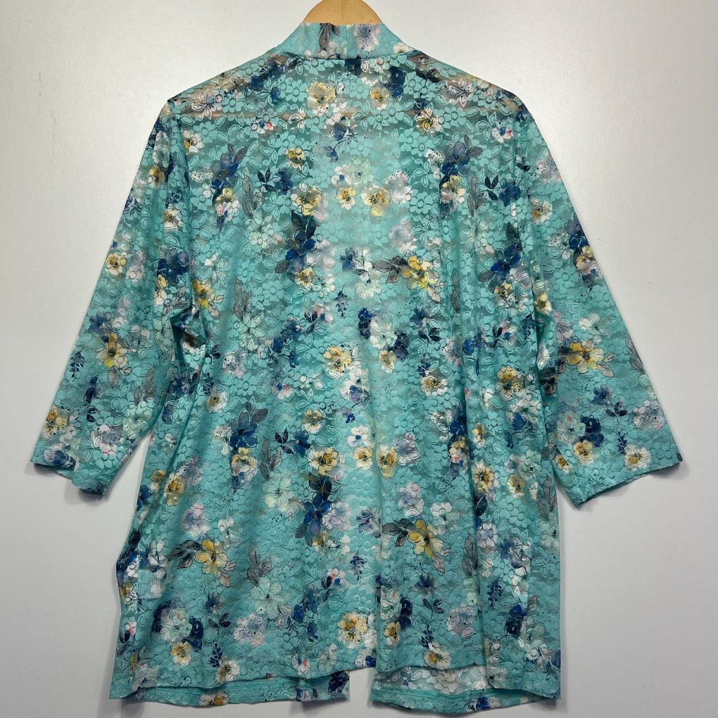 Established Teal Floral Kimono - Size 22 - Image 4