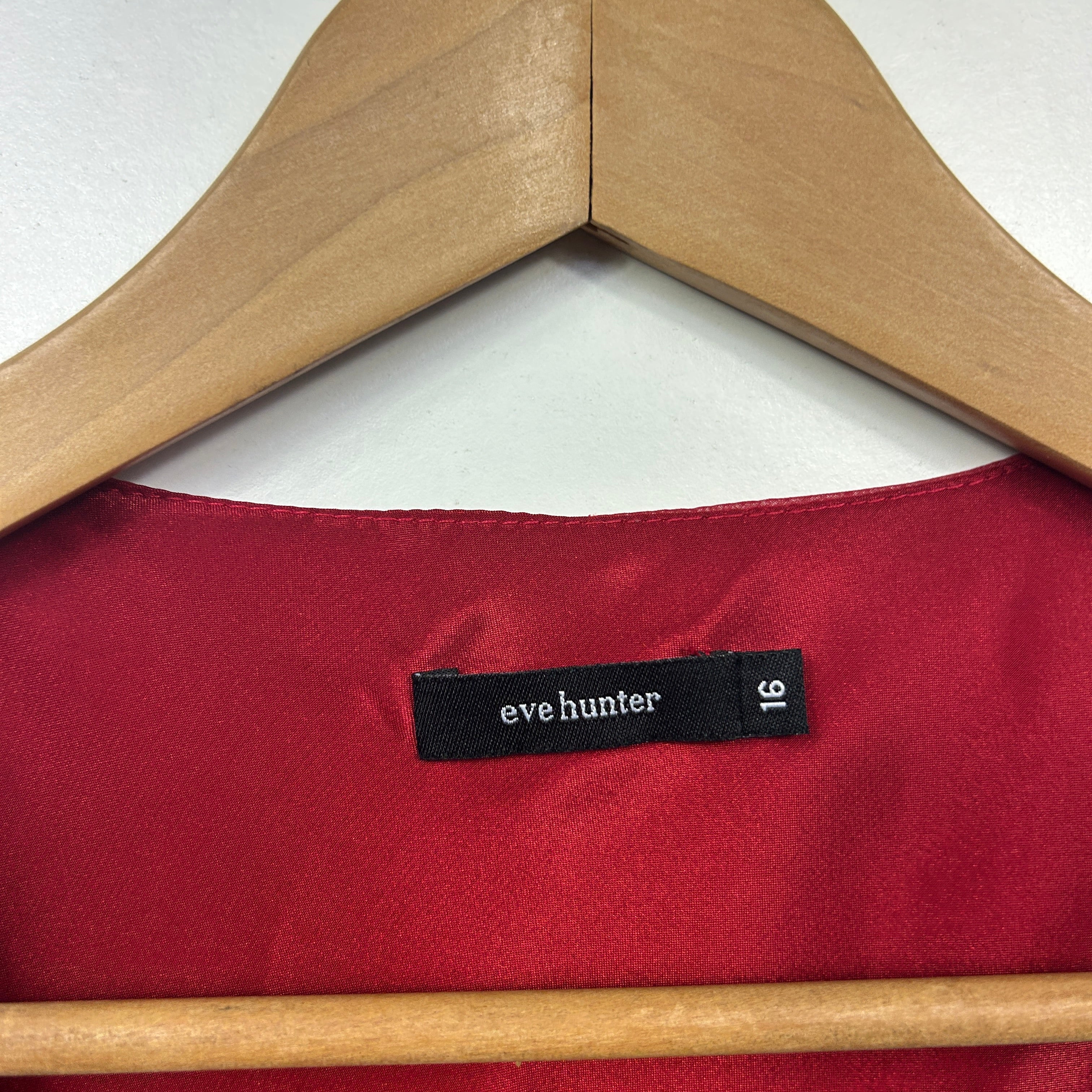 Eve Hunter Burgundy Satin Trim Top with Rosette Detail - Size 16 - Image 2