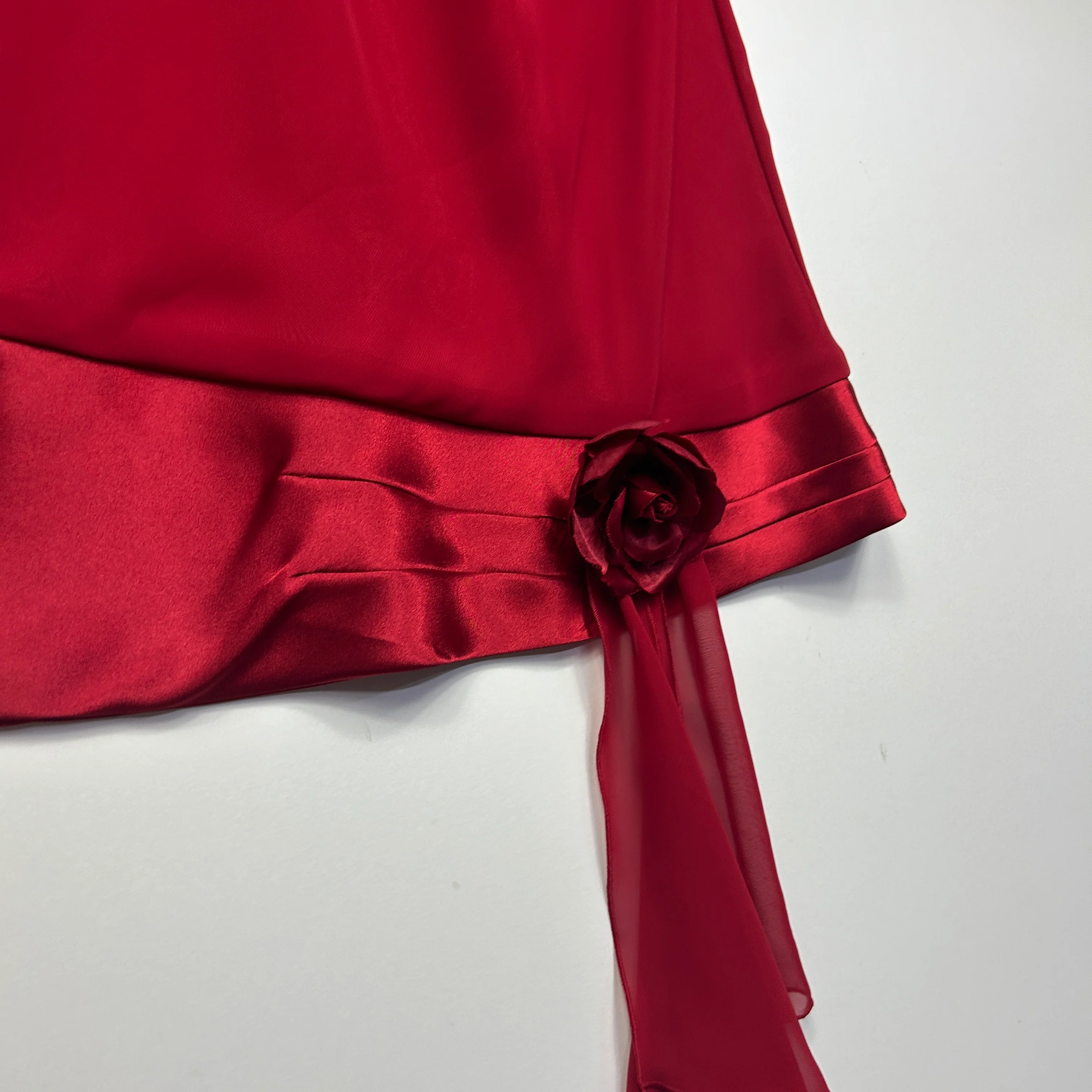 Eve Hunter Burgundy Satin Trim Top with Rosette Detail - Size 16 - Image 4